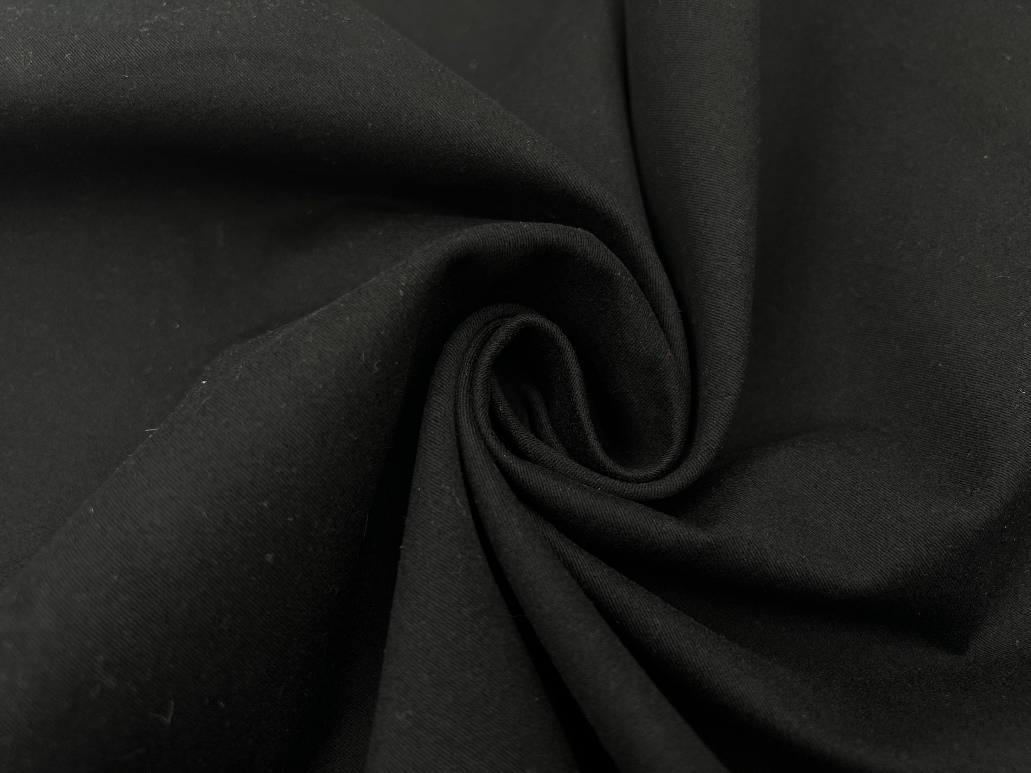 TOILE DE COTON LOURDE ENVERS GRATTÉ NOIR MSO