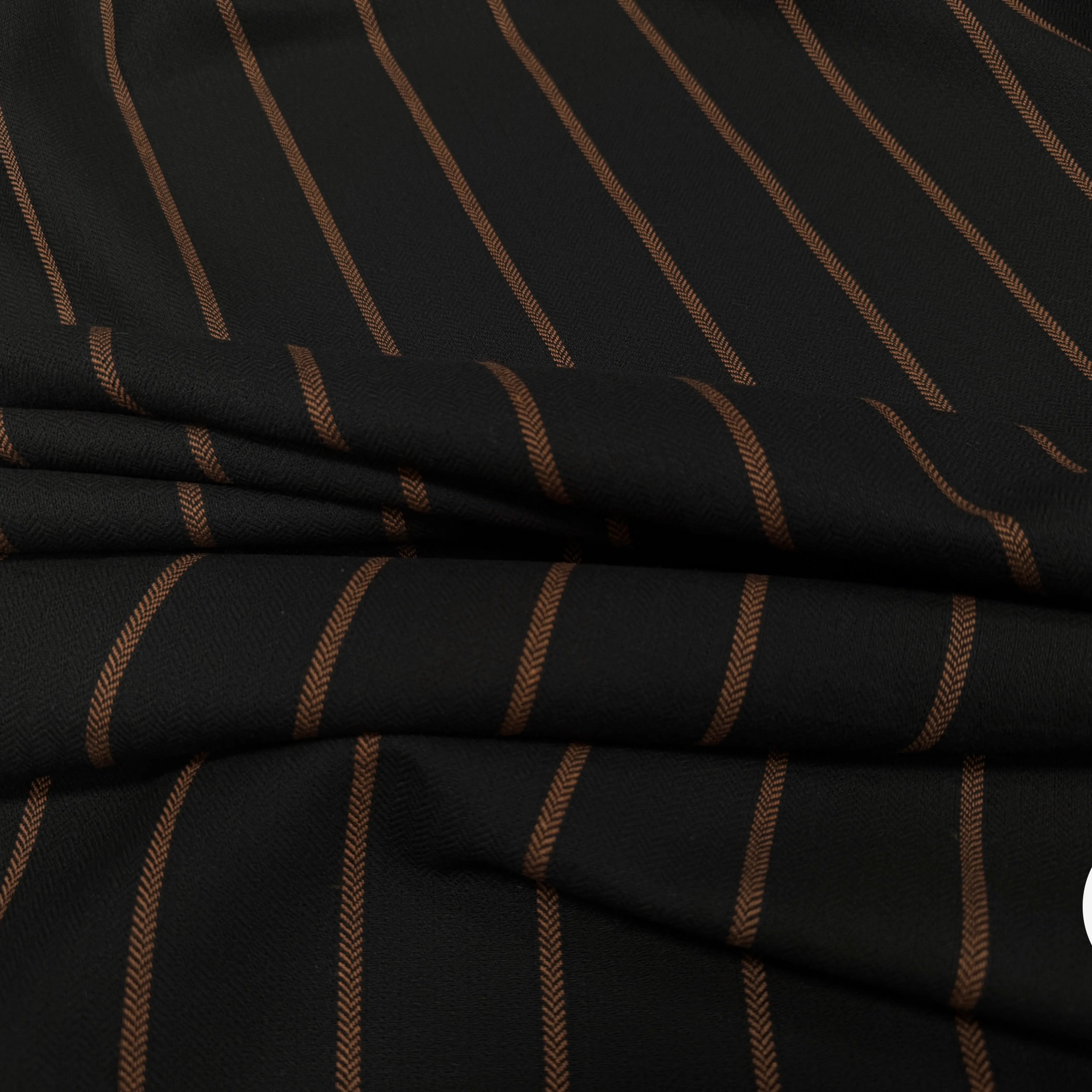 TOILE DE COTON NOIR À RAYURES MARRONS - My Little Coupon