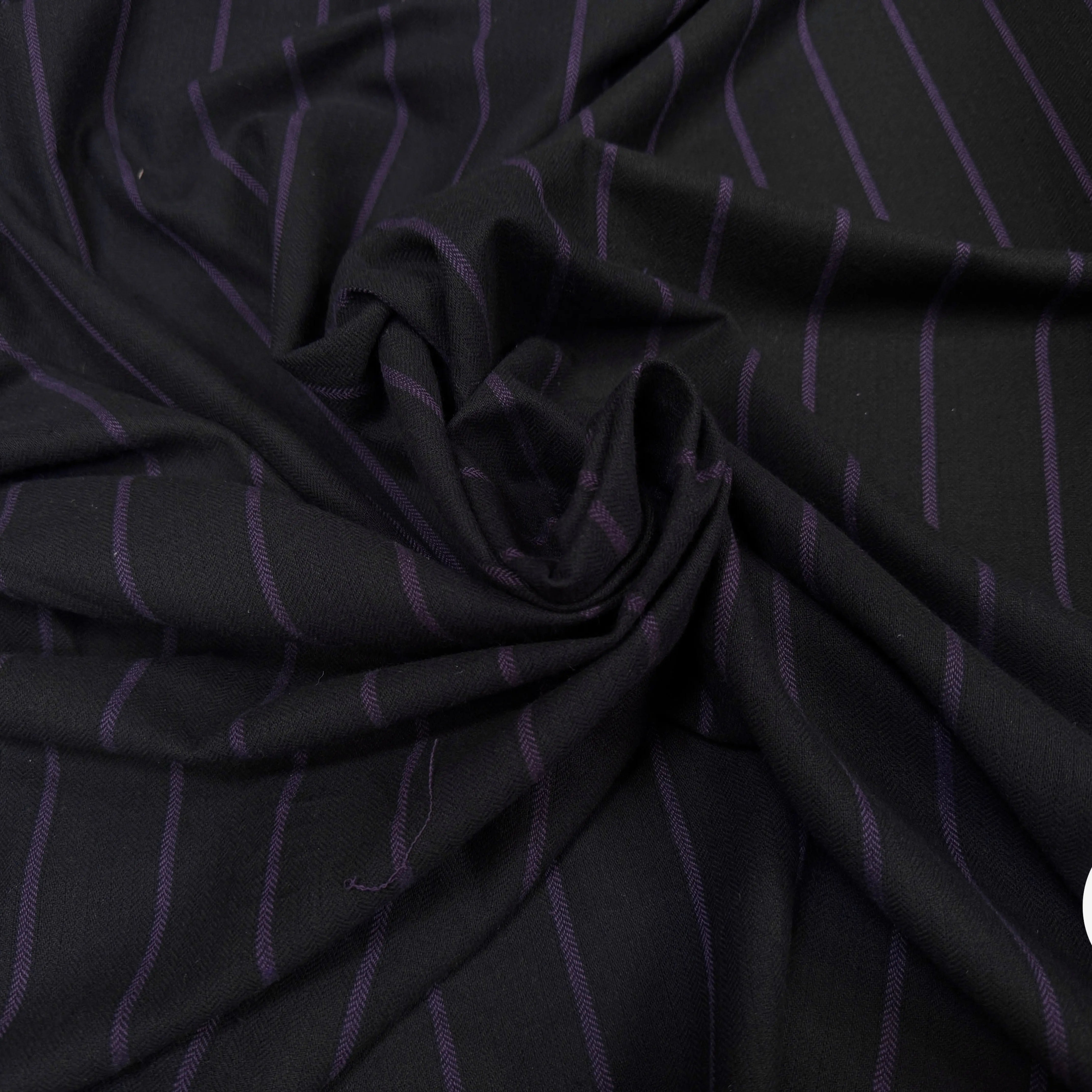 TOILE DE COTON NOIR À RAYURES VIOLETTES - My Little Coupon