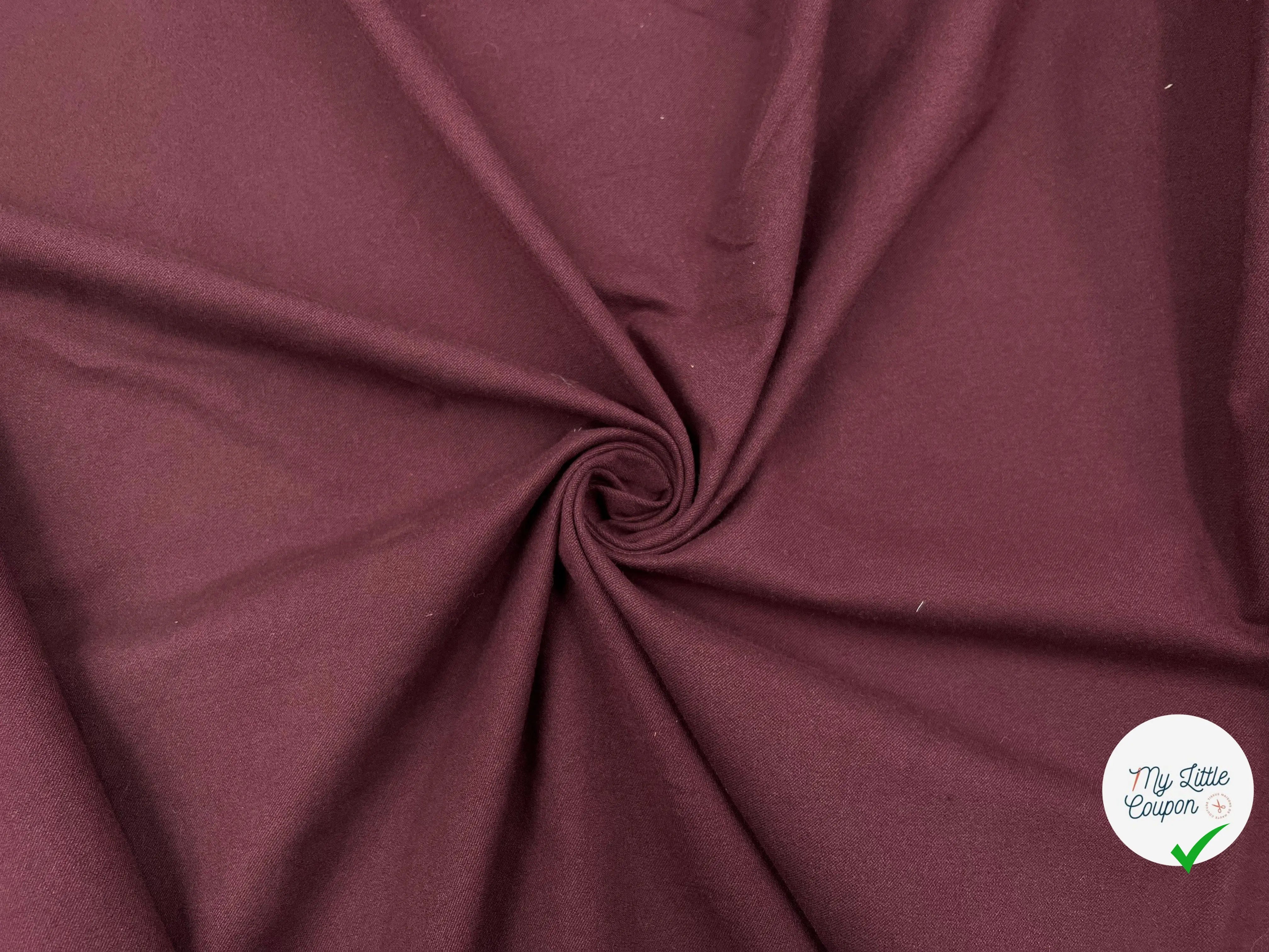 TOILE DE COTON STRETCH BORDEAUX SERGÉE - My Little Coupon - tissu - coudre