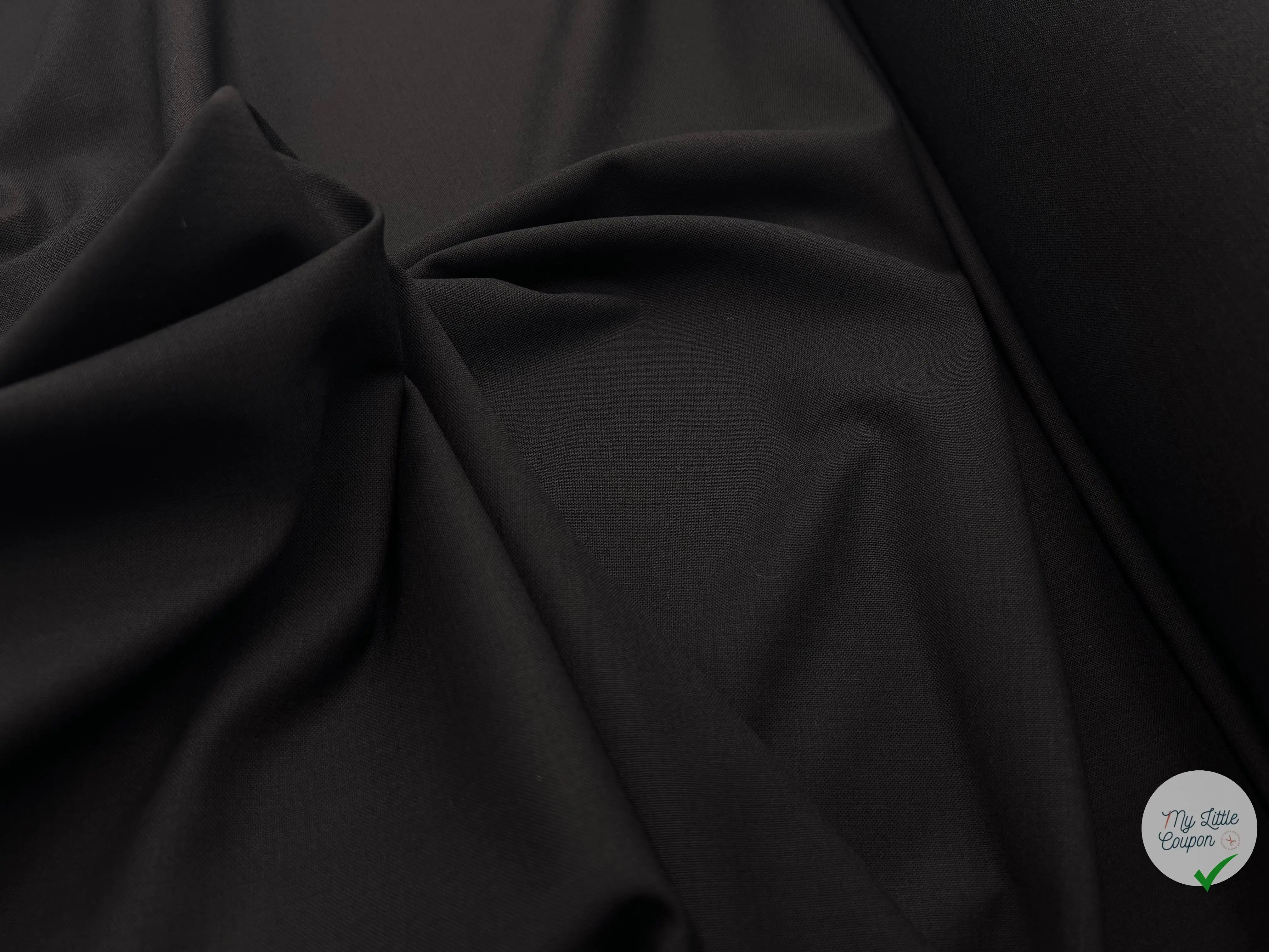 TOILE DE LAINE BI EXTENSIBLE ALL BLACK - coupon de tissu de 3 mètres - My Little Coupon - tissu - coudre