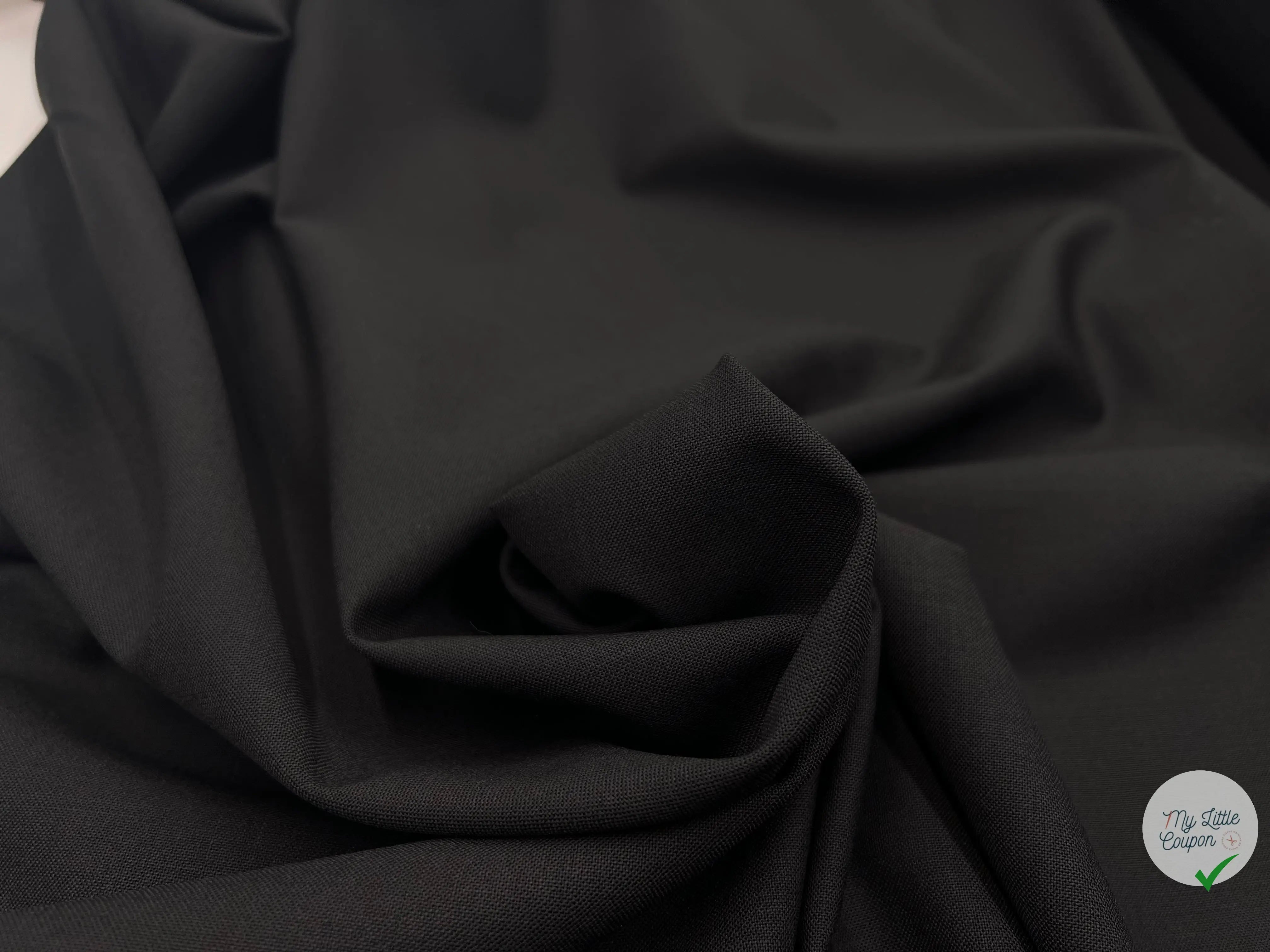 TOILE DE LAINE BI EXTENSIBLE ALL BLACK - coupon de tissu de 3 mètres - My Little Coupon - tissu - coudre