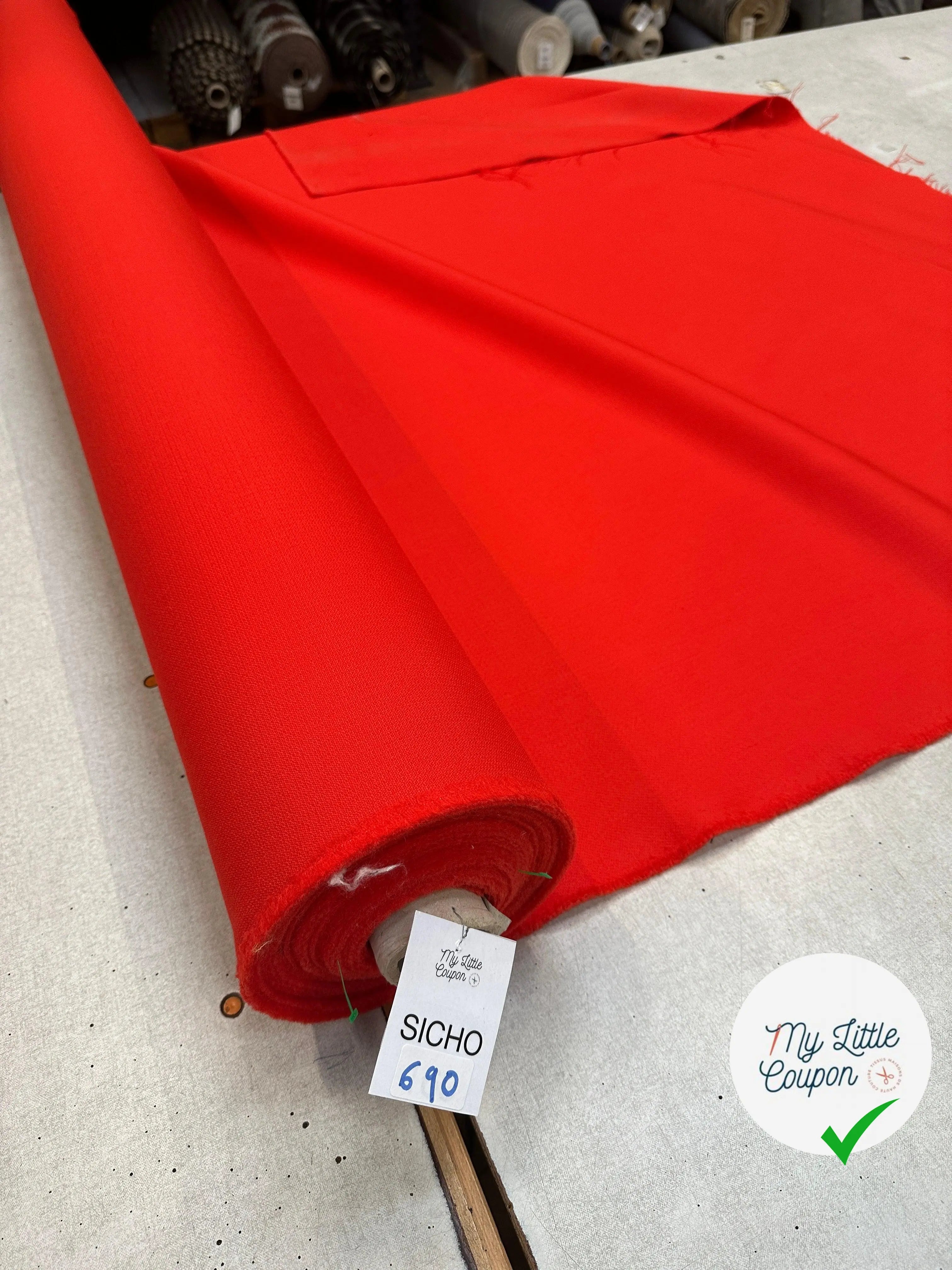TOILE DE LAINE CROISÉE LOURDE TANGERINE ACIDULÉ - My Little Coupon - tissu - coudre