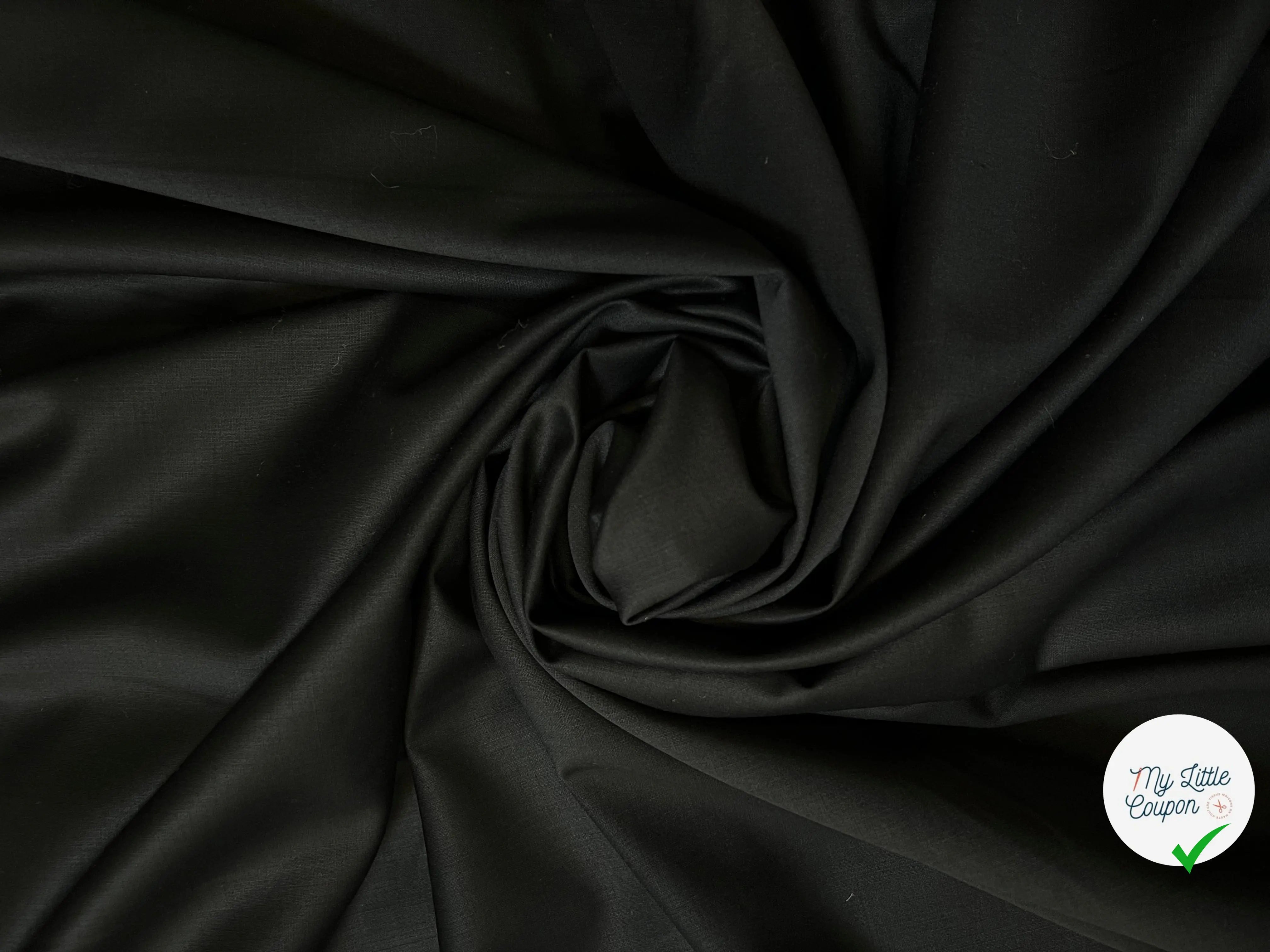 TOILE DE LAINE EXTENSIBLE NOIR 94% LAINE - coupon de 3 mètres - My Little Coupon - tissu - coudre