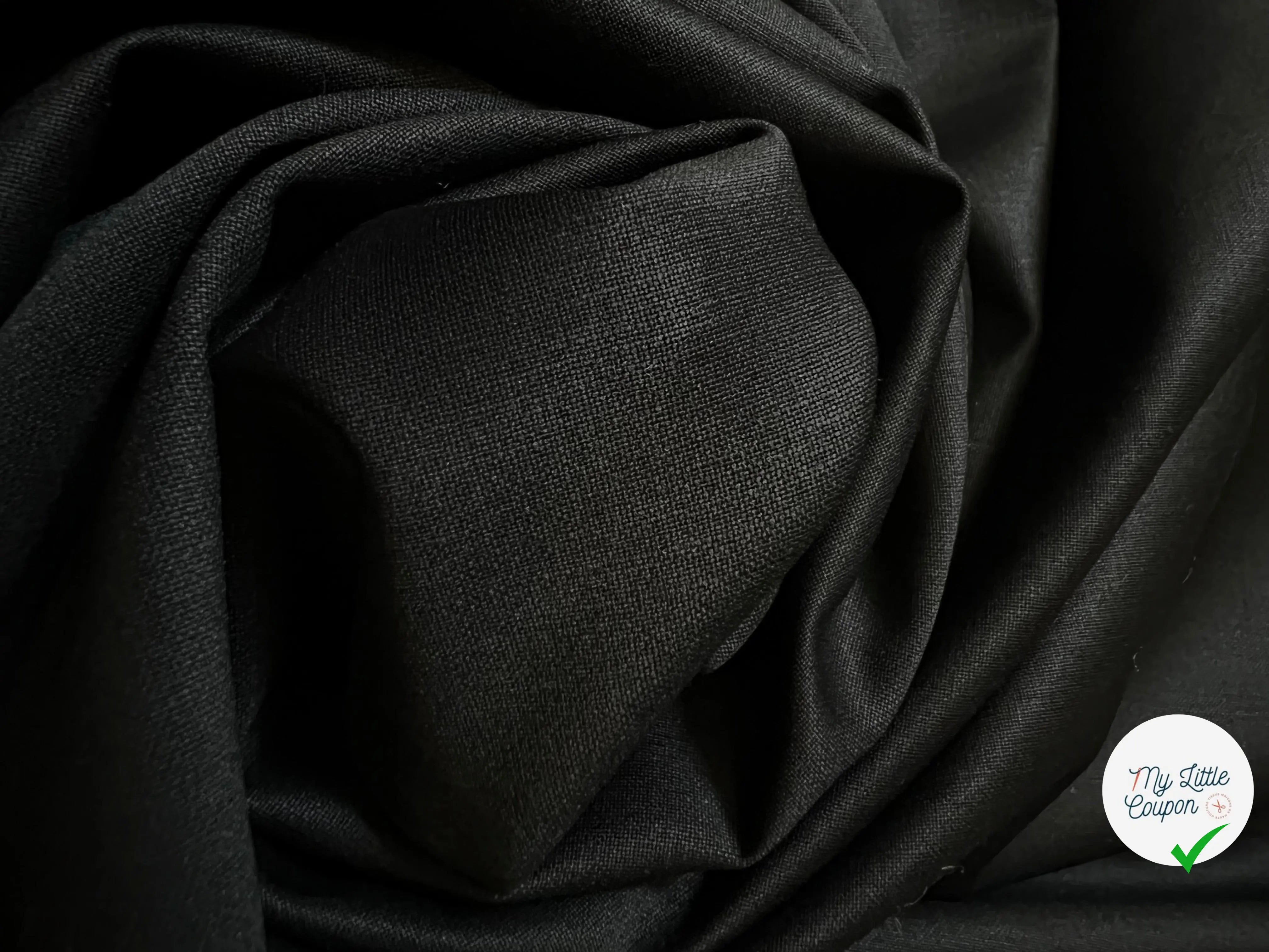TOILE DE LAINE EXTENSIBLE NOIR 94% LAINE - coupon de 3 mètres - My Little Coupon - tissu - coudre