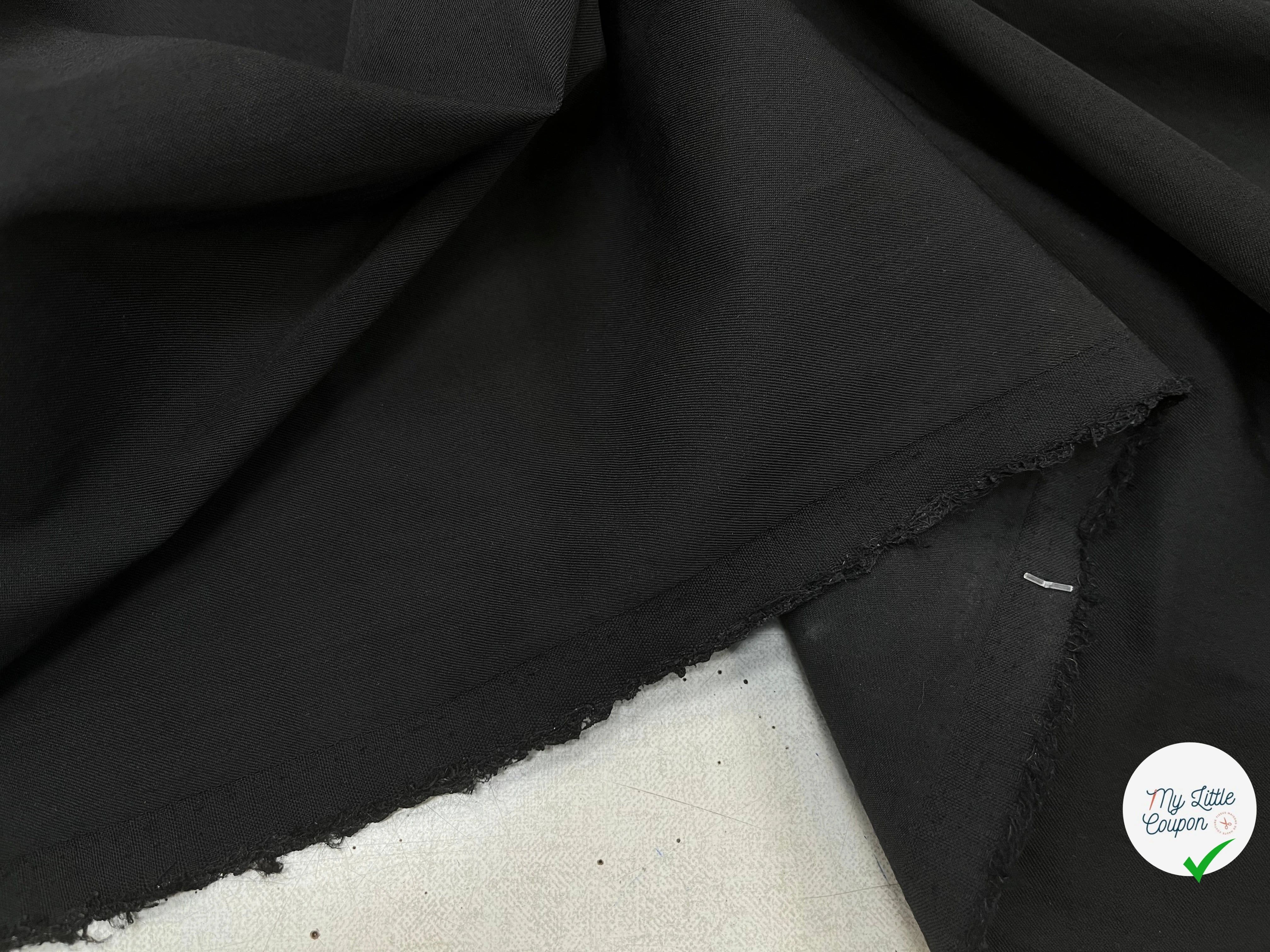TOILE DE LAINE FINEMENT SERGÉE 95% LAINE NOIR 140CM - My Little Coupon