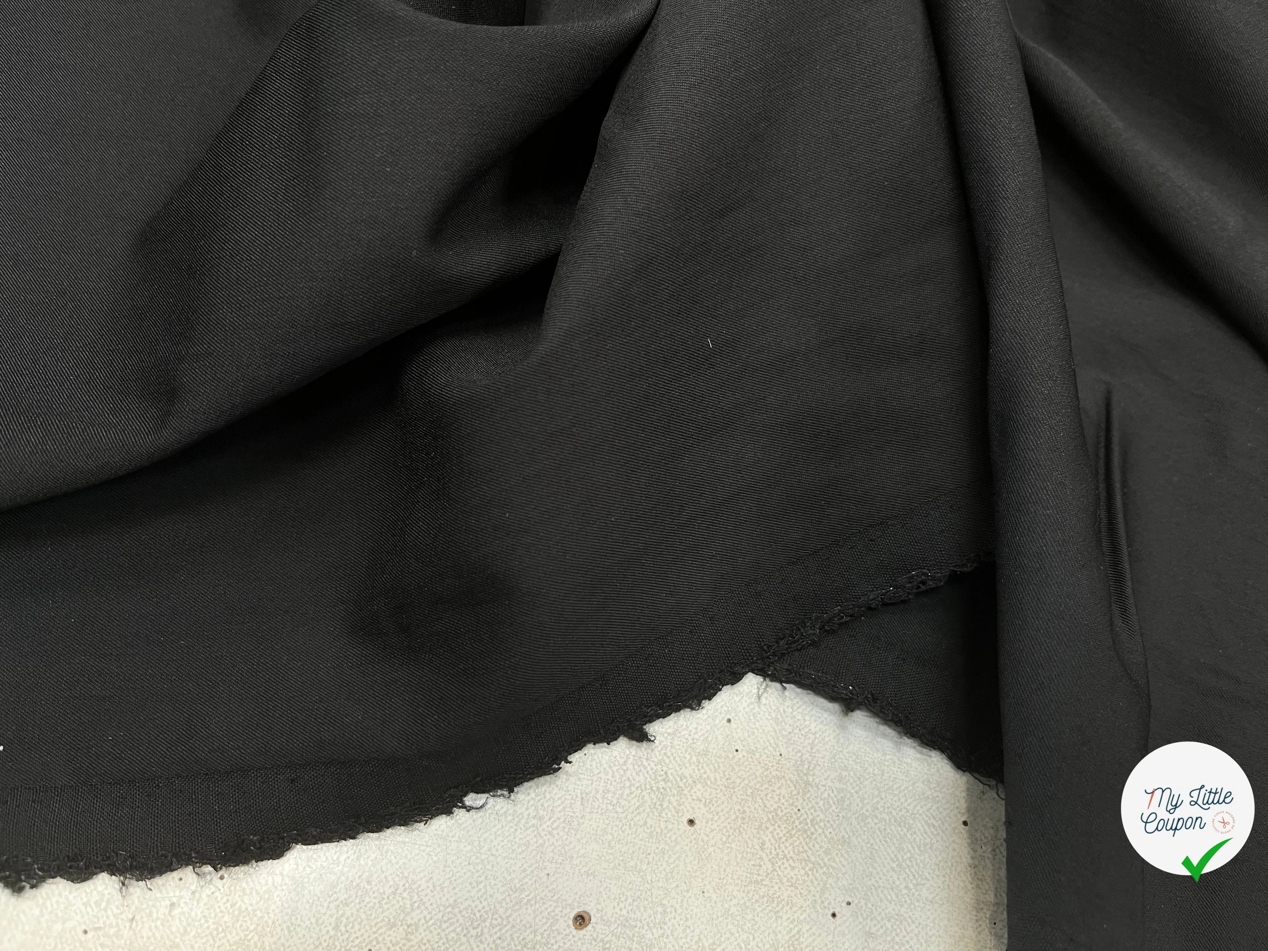 TOILE DE LAINE FINEMENT SERGÉE 95% LAINE NOIR 140CM - My Little Coupon