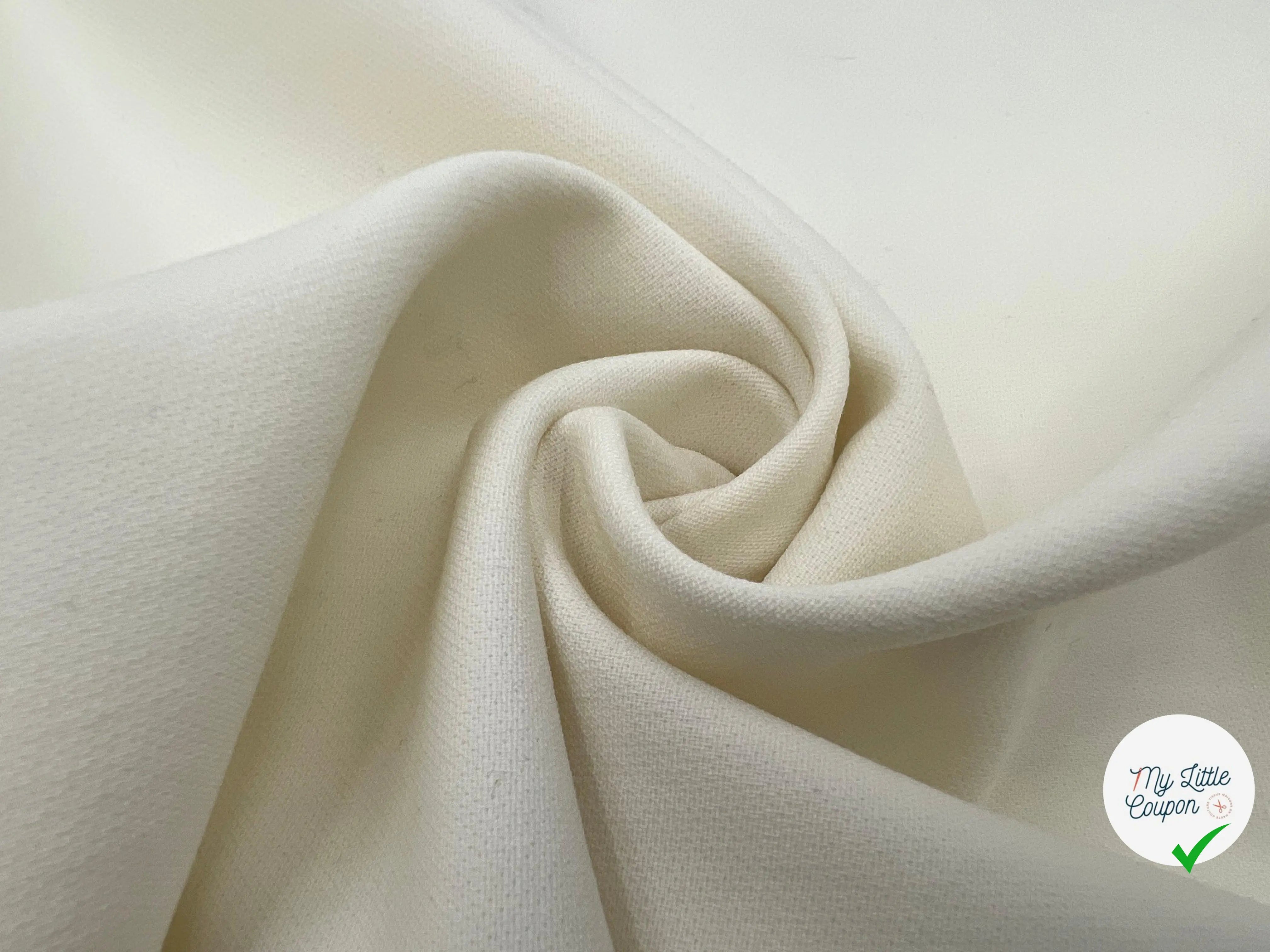 TOILE DE LAINE POUDRÉE IVOIRE STRETCH - My Little Coupon - tissu - coudre