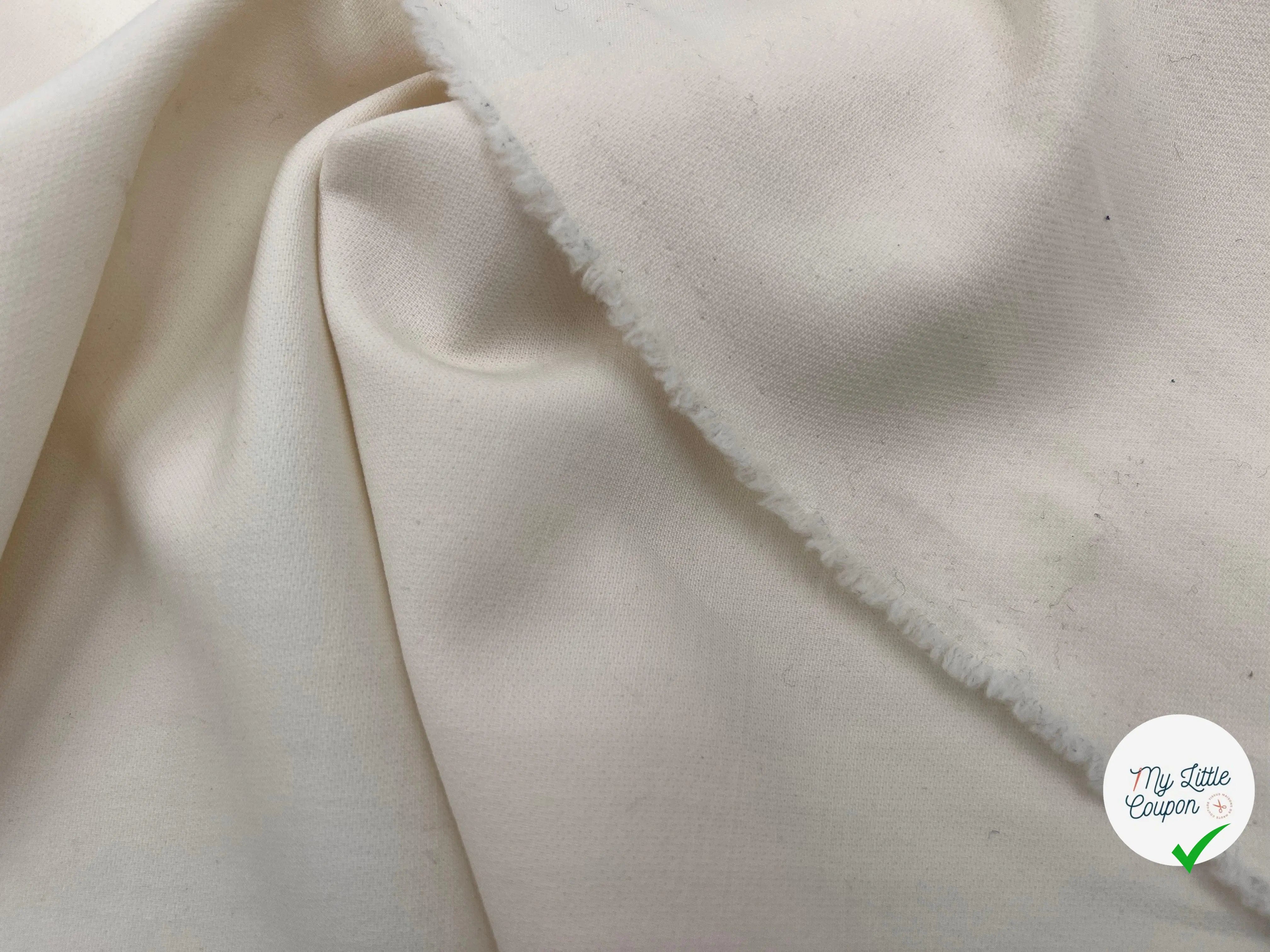 TOILE DE LAINE POUDRÉE IVOIRE STRETCH - My Little Coupon - tissu - coudre
