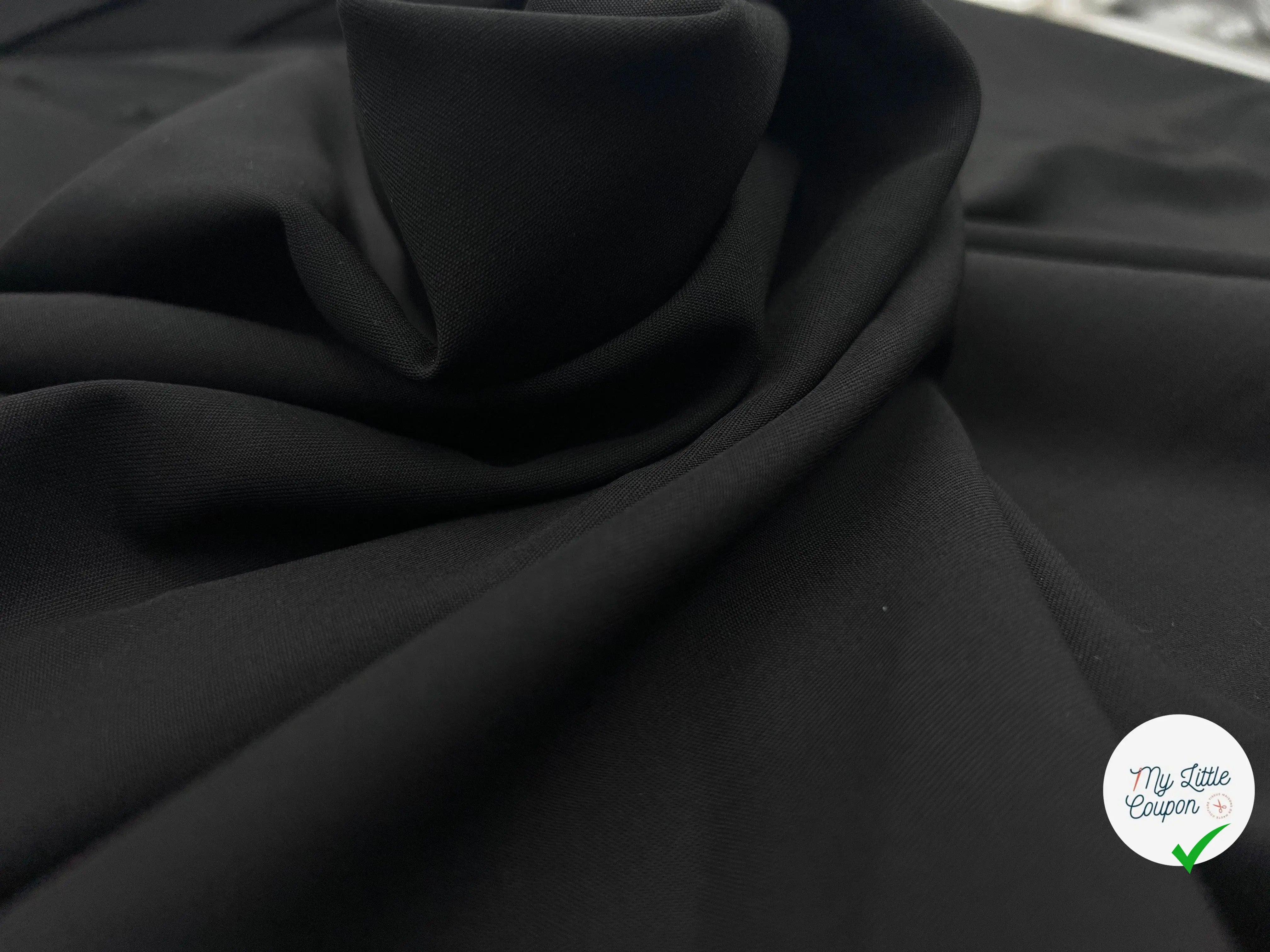 TOILE DE LAINE SIMPLE NOIRE - coupon de tissu de 3 mètres - My Little Coupon - tissu - coudre