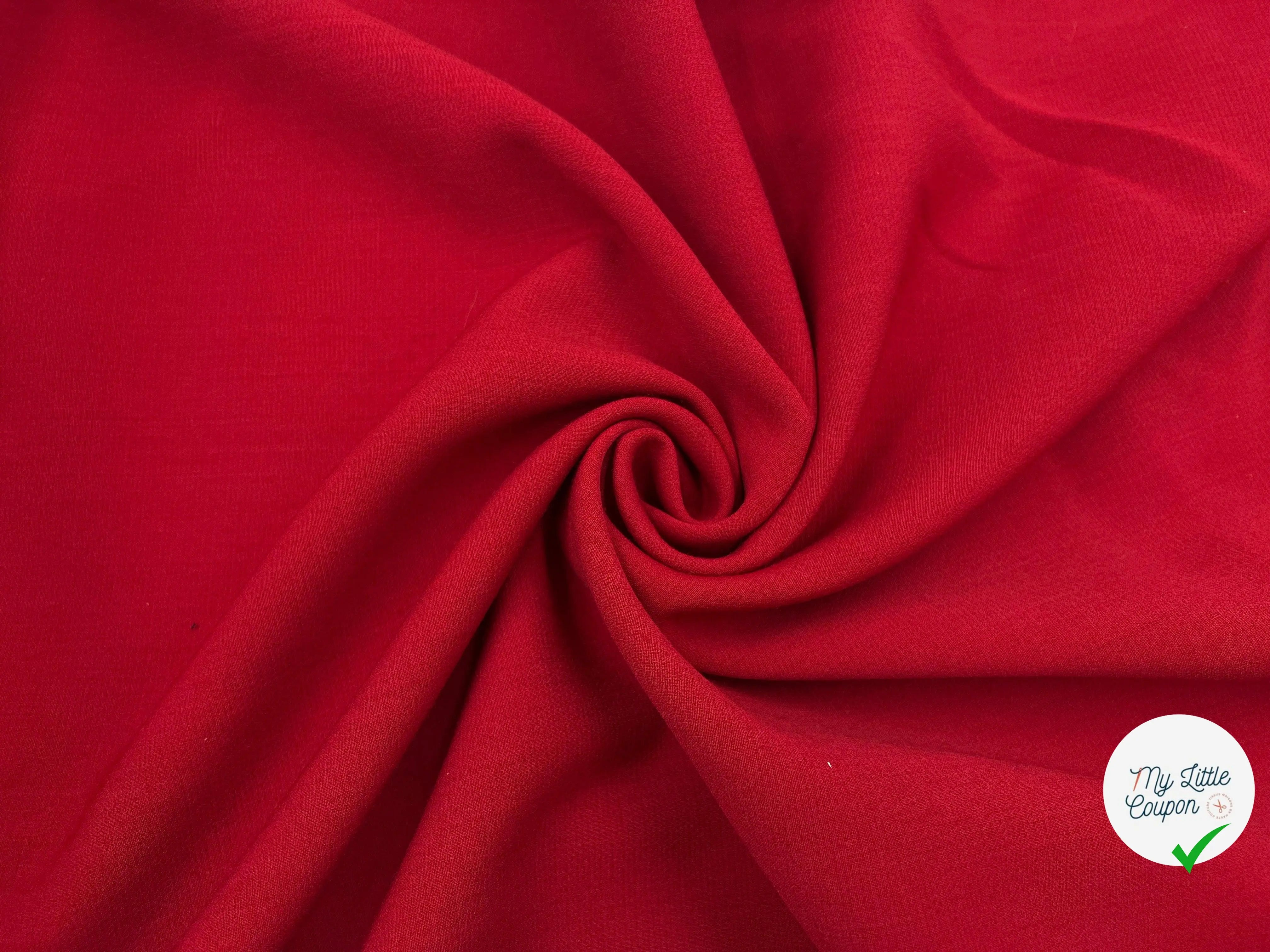 TOILE DE LAINE STRETCH DOUBLE ÉTOFFE ROUGE CARMIN - My Little Coupon - tissu - coudre