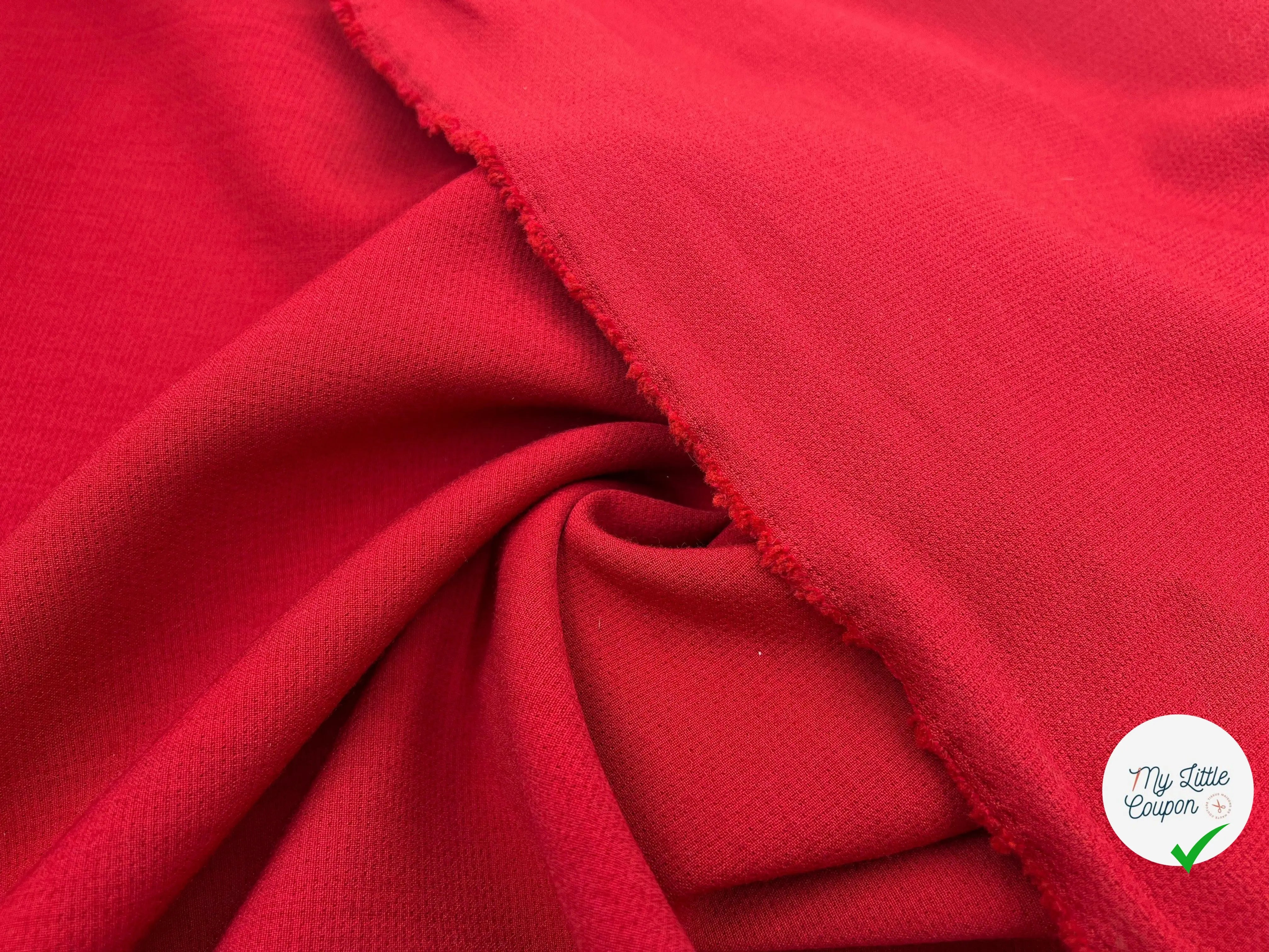 TOILE DE LAINE STRETCH DOUBLE ÉTOFFE ROUGE CARMIN - My Little Coupon - tissu - coudre