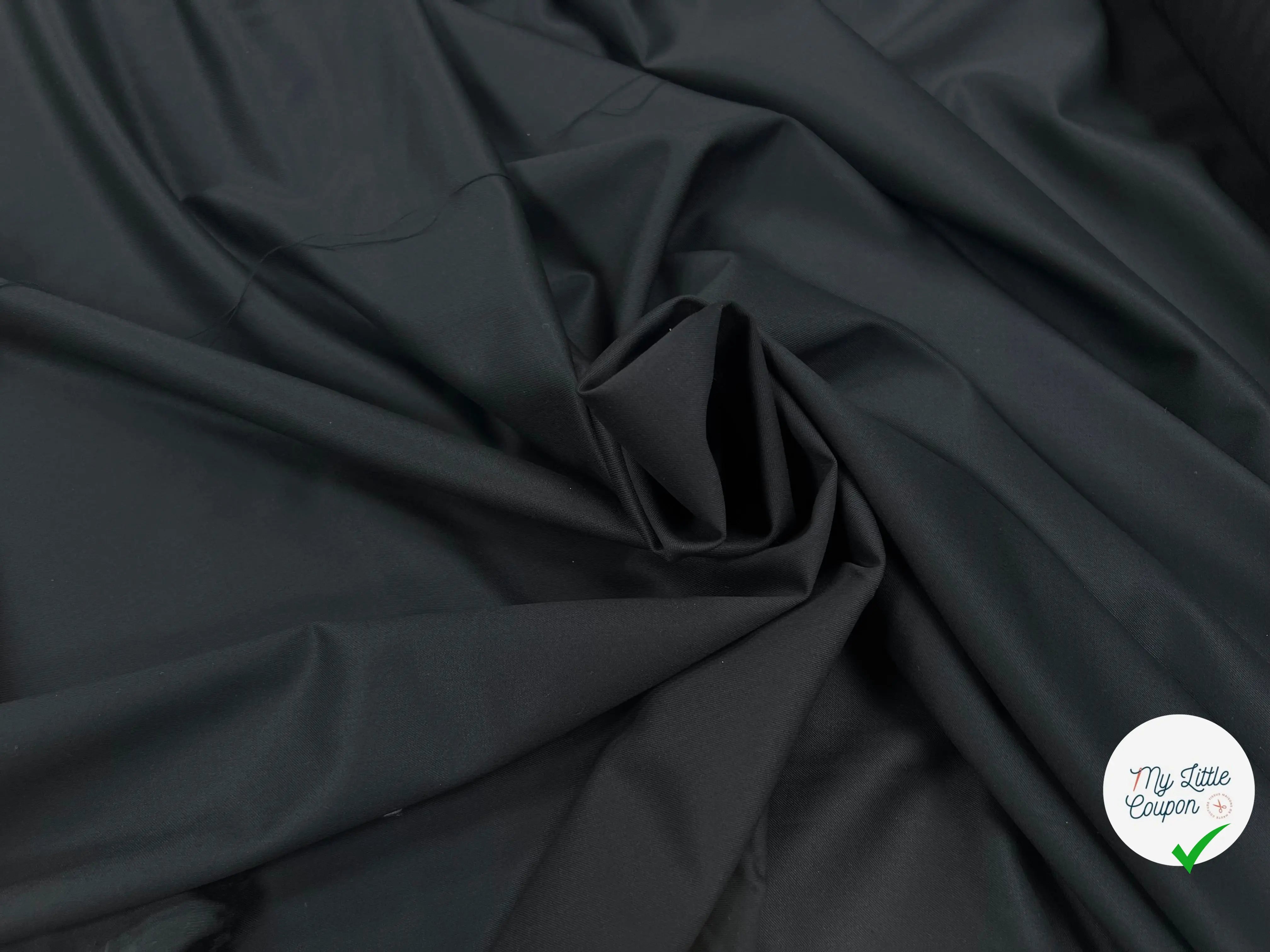 TOILE DE LAINE STRETCH NOIR UNI - My Little Coupon