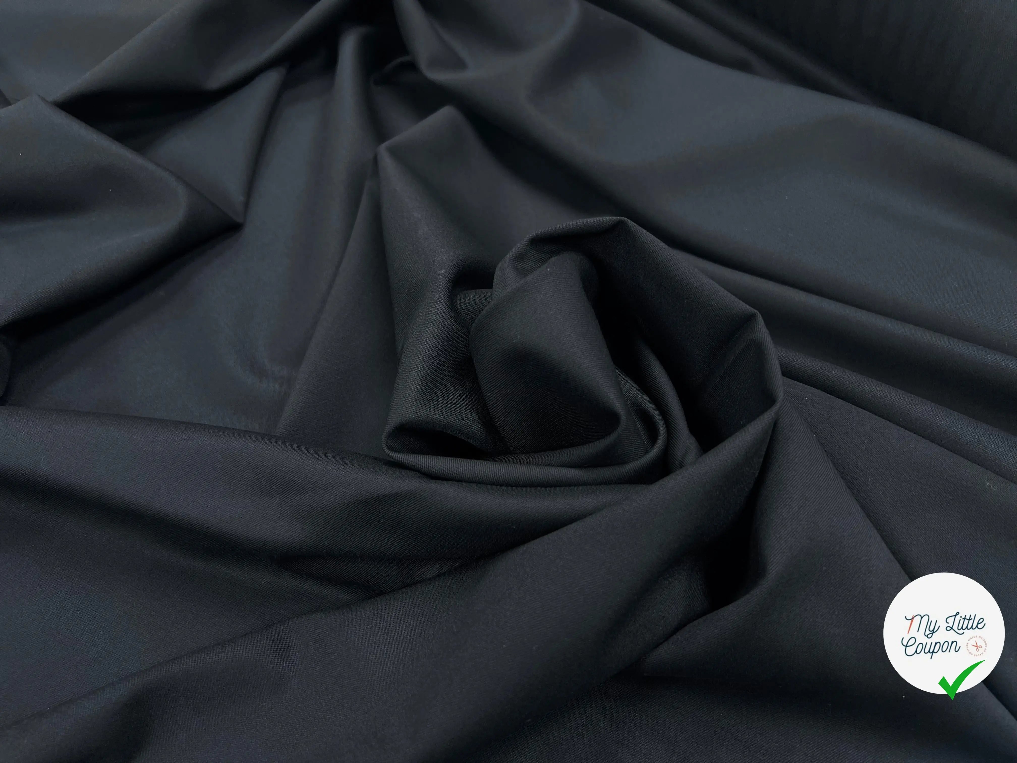 TOILE DE LAINE STRETCH NOIR UNI - My Little Coupon