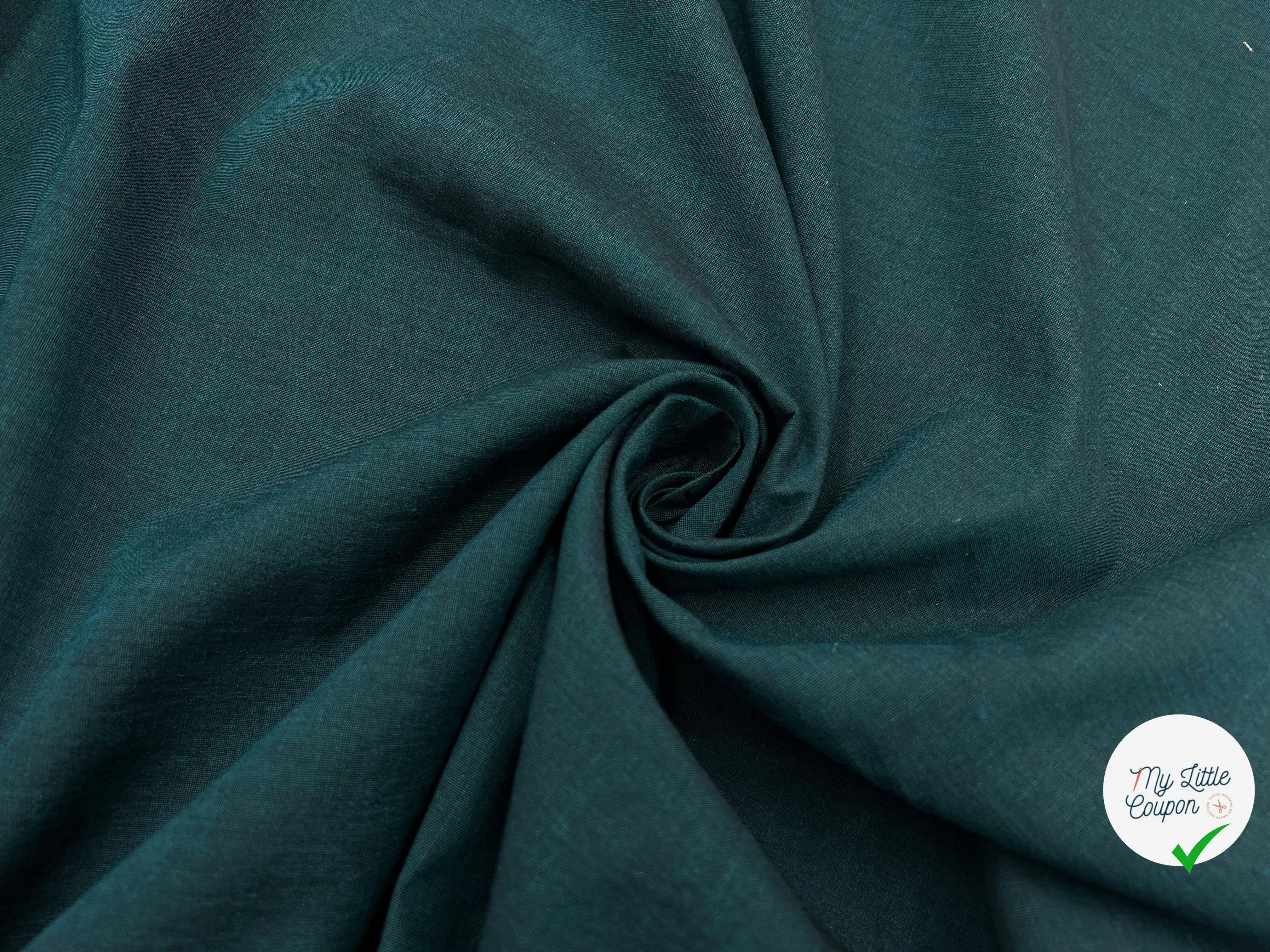 TOILE DE LIN ET SOIE VERT EMERAUDE - My Little Coupon - tissu - coudre