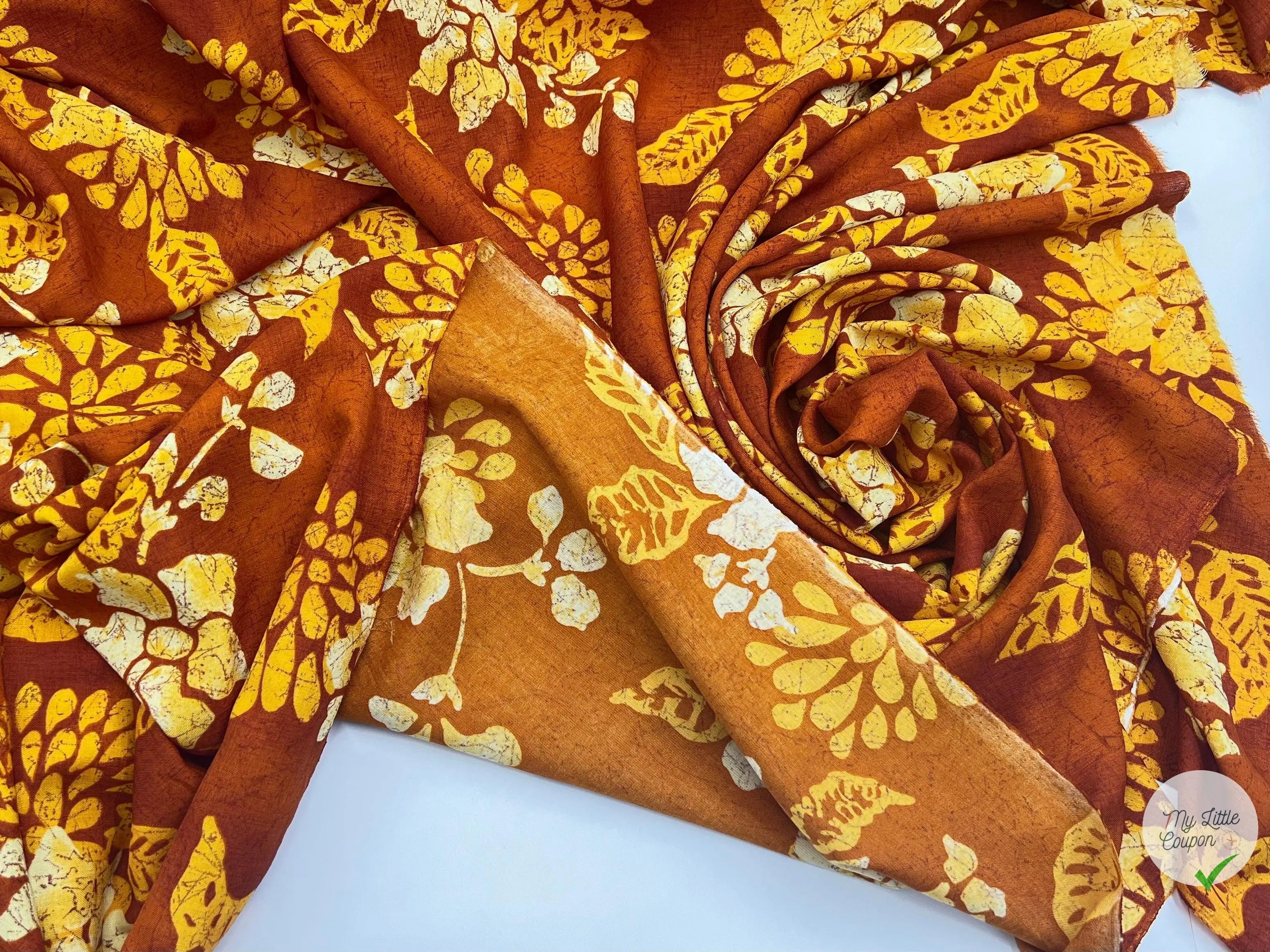 TOILE DOUPIONNÉE IMPRIMÉE SAFRAN ET ROUILLE - My Little Coupon - tissu - coudre