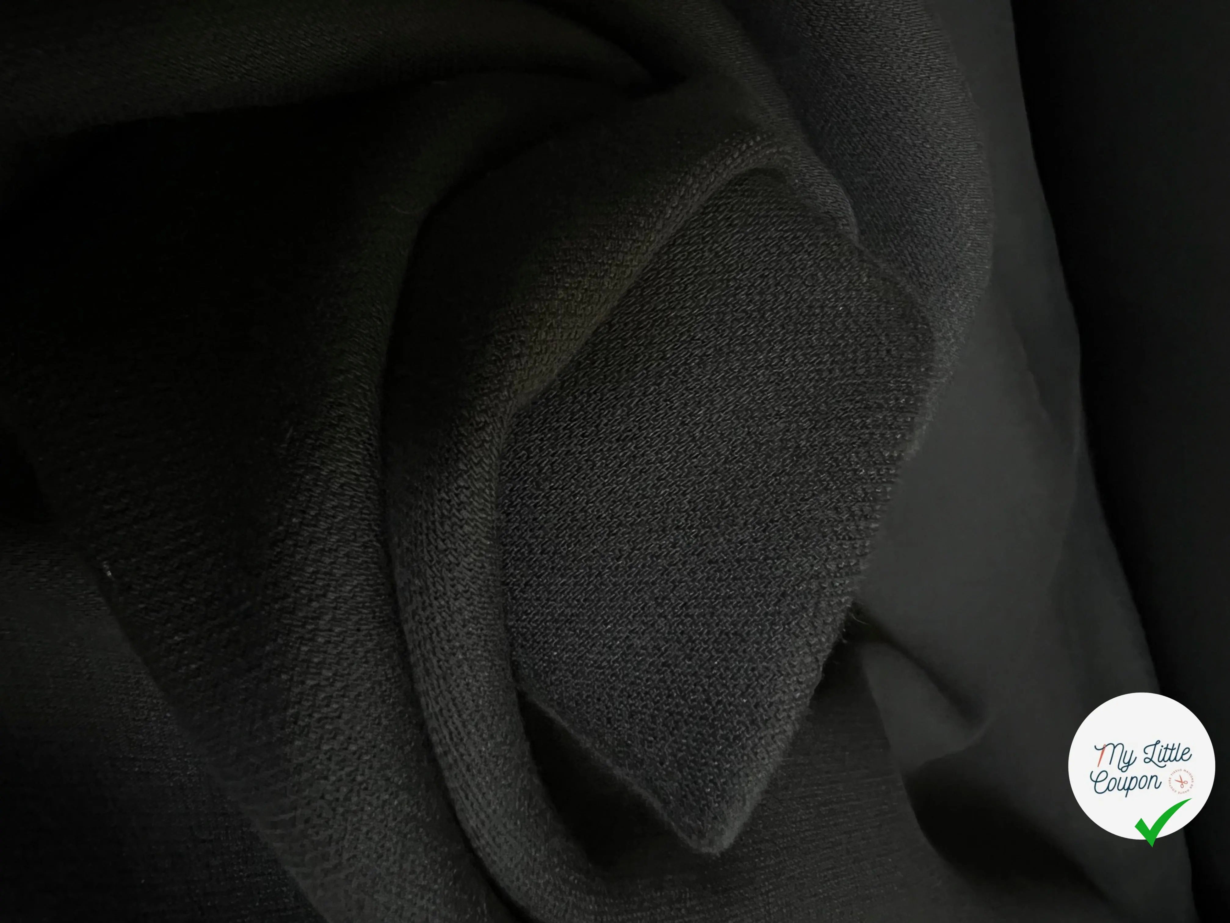 TOILE EXTENSIBLE SERGÉ NOIR BLEUTÉ 58% COTON - My Little Coupon - tissu - coudre