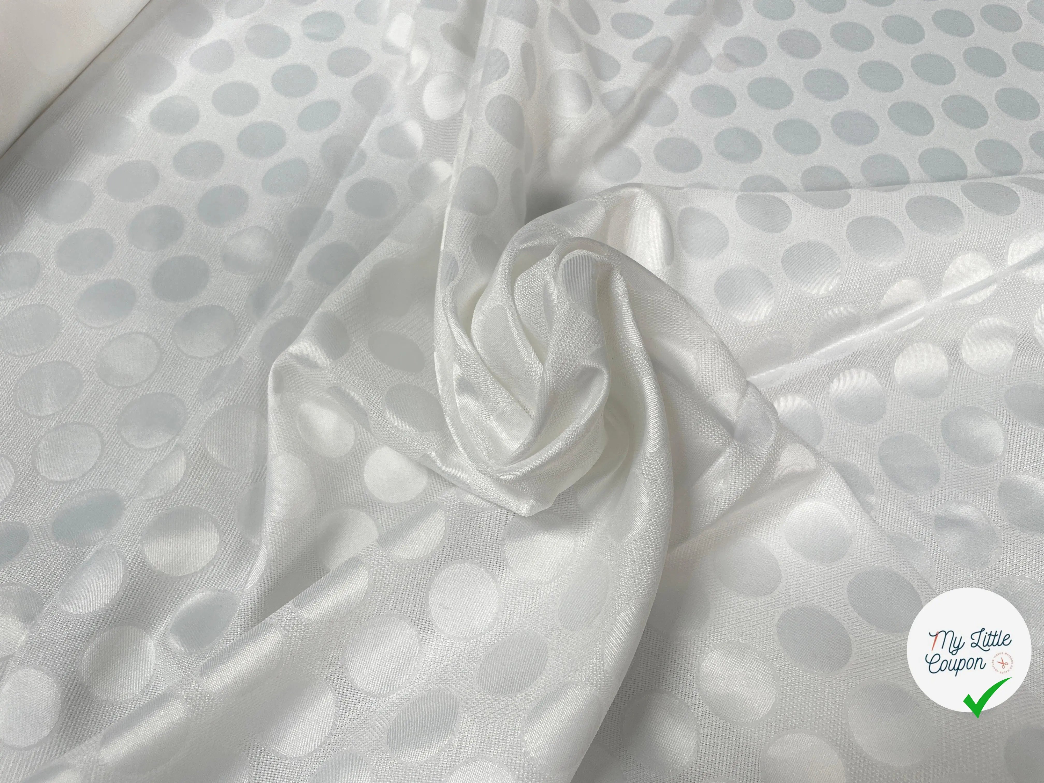 TOILE FAÇONNÉE CIRCLES IN WHITE SATIN - My Little Coupon - tissu - coudre