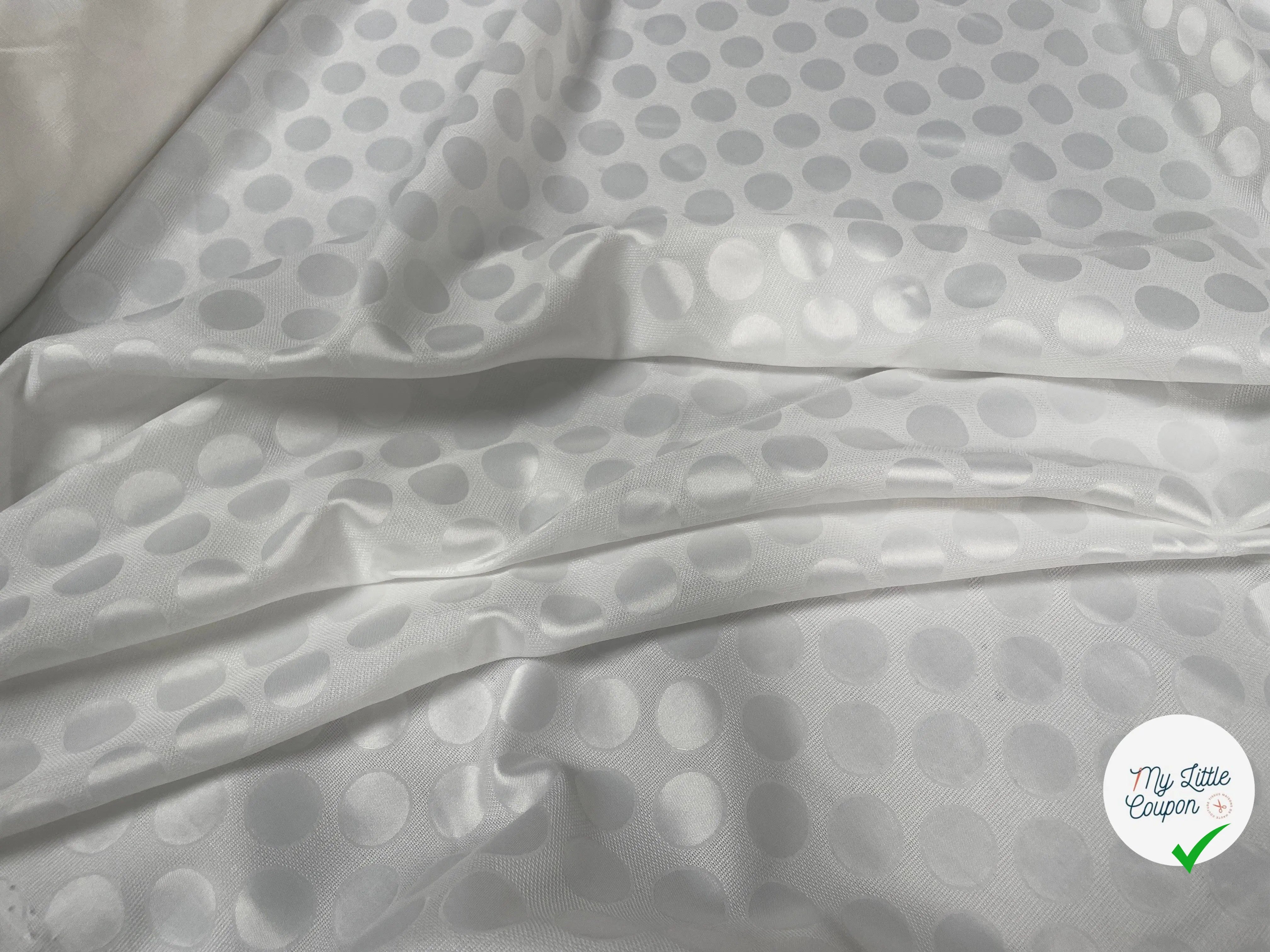 TOILE FAÇONNÉE CIRCLES IN WHITE SATIN - My Little Coupon - tissu - coudre