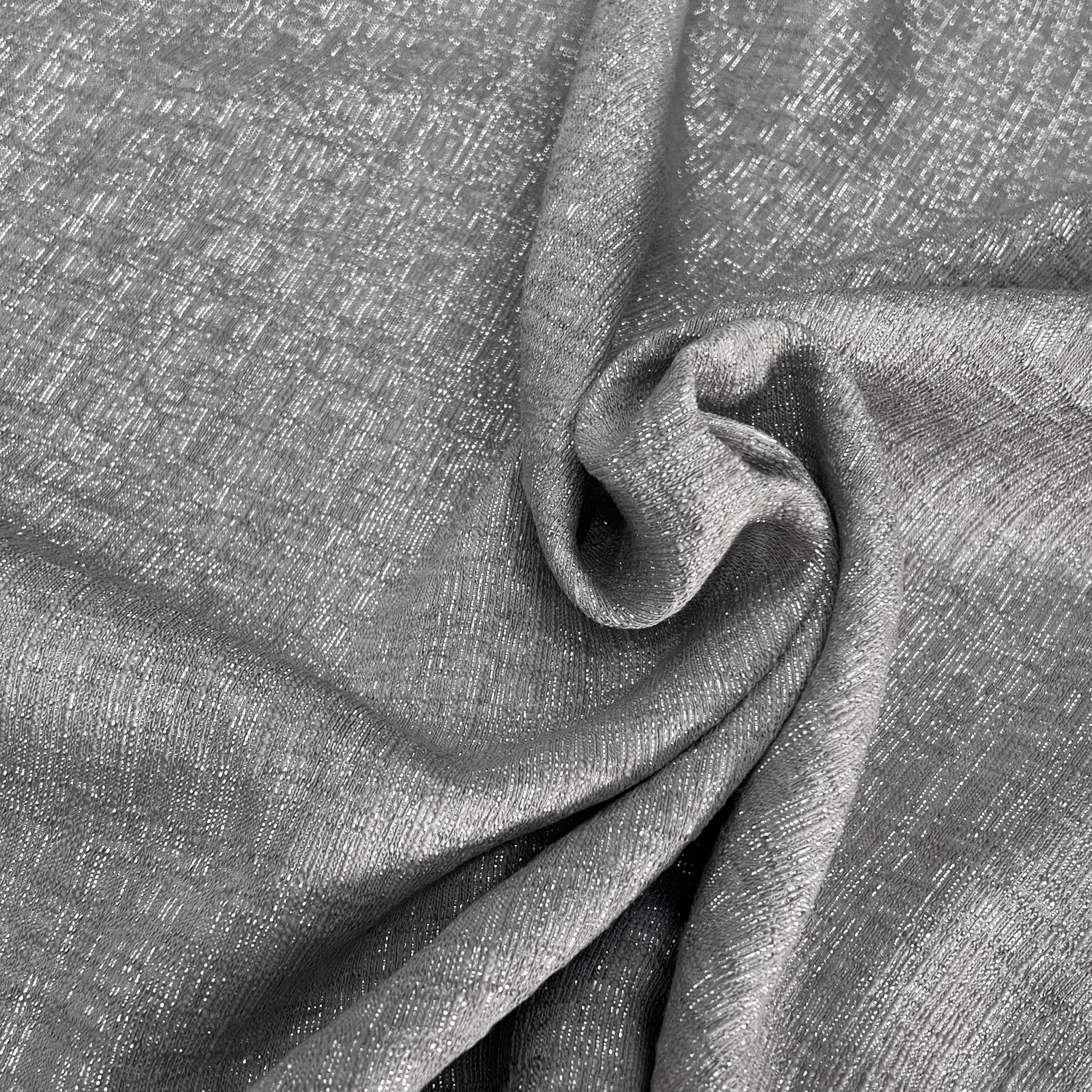 TOILE FIL À FIL TEXTURÉE BEIGE FILS ARGENTÉ - My Little Coupon