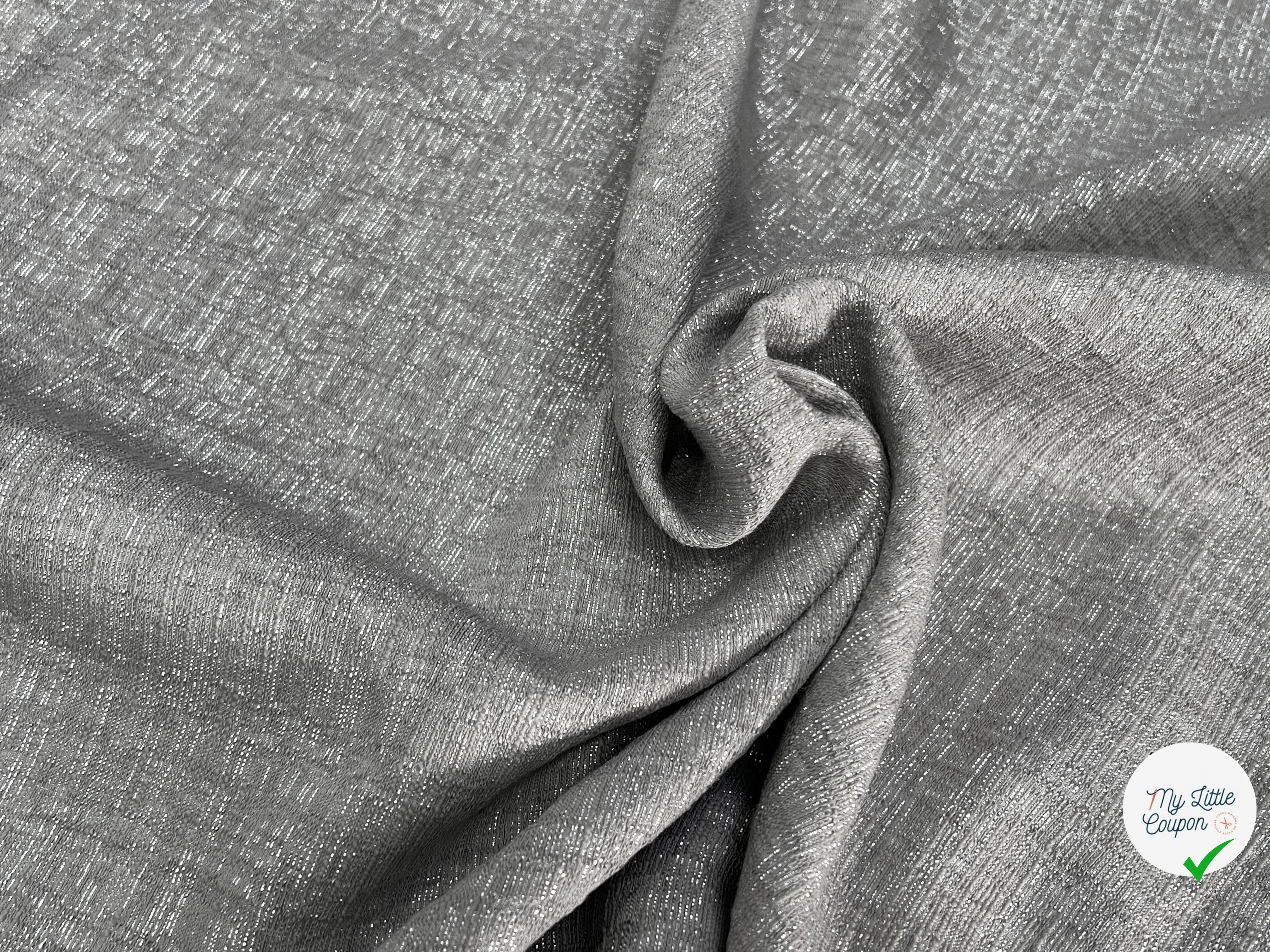 TOILE FIL À FIL TEXTURÉE BEIGE FILS ARGENTÉ - My Little Coupon