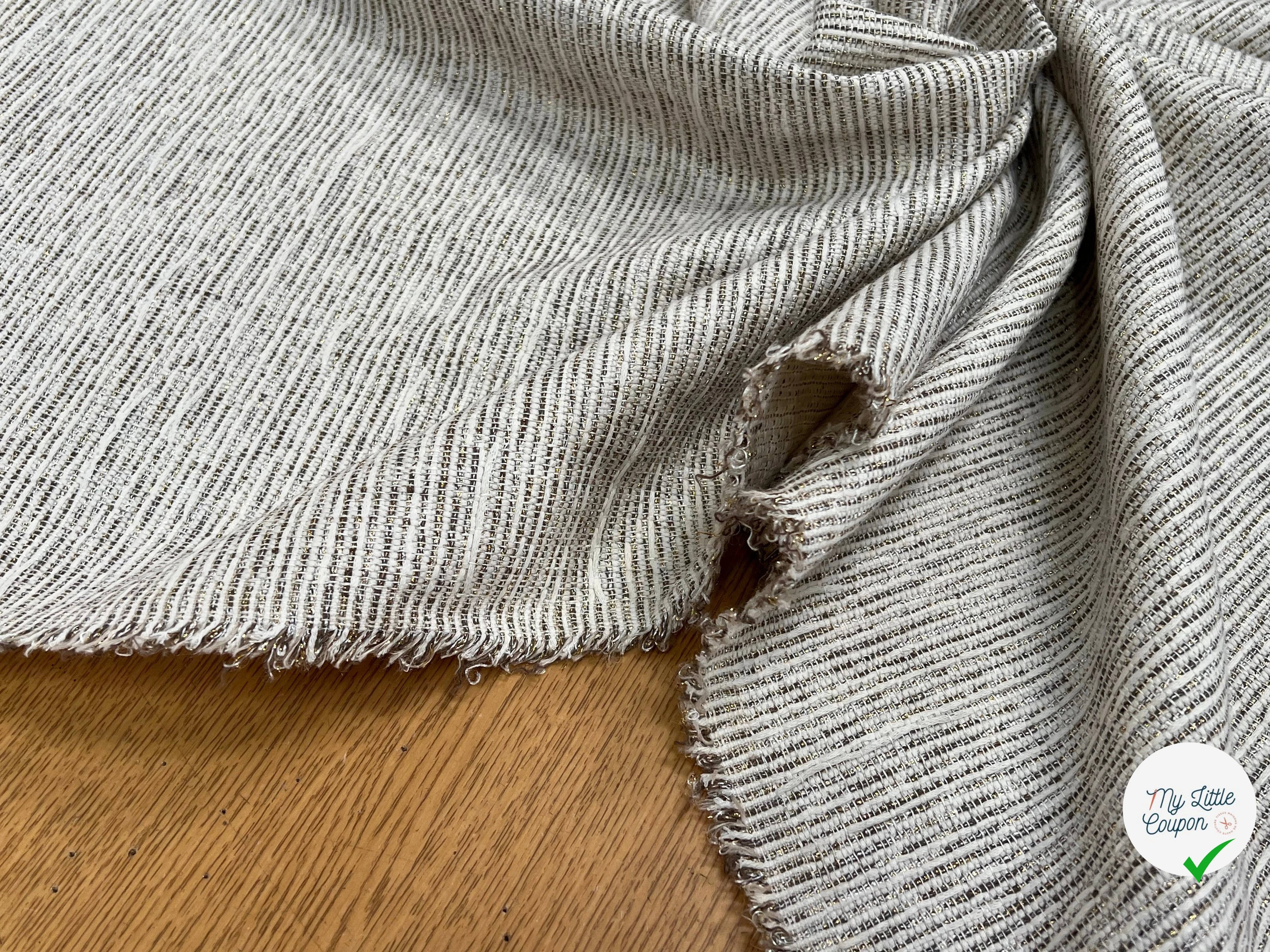 TOILE JACQUARD ÉCRU LÉGÈREMENT DORÉE - My Little Coupon