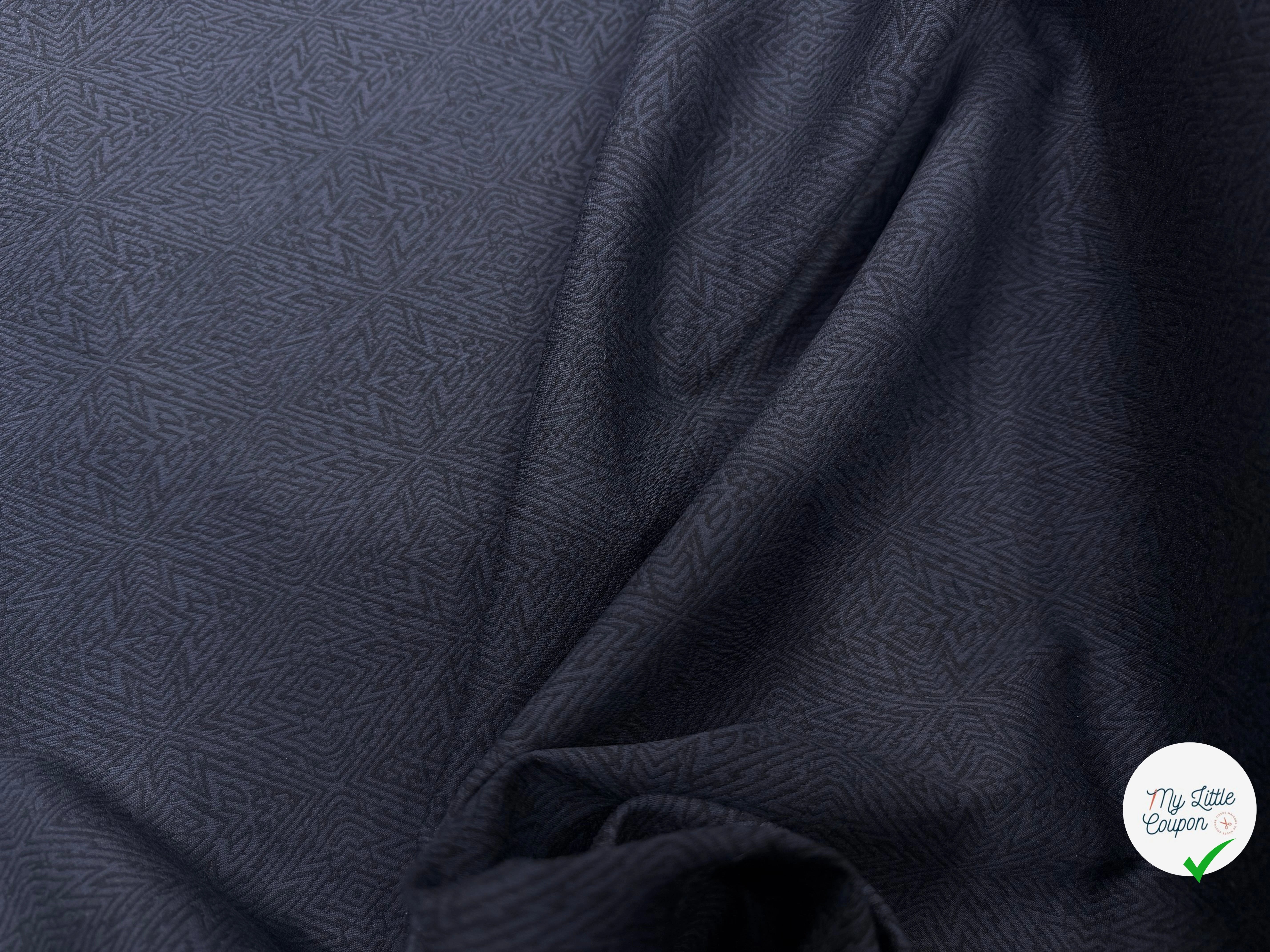 TOILE JACQUARD STRETCH POLYVISVOSE BLEU GRIS MARINE MOTIF BAROQUE - My Little Coupon