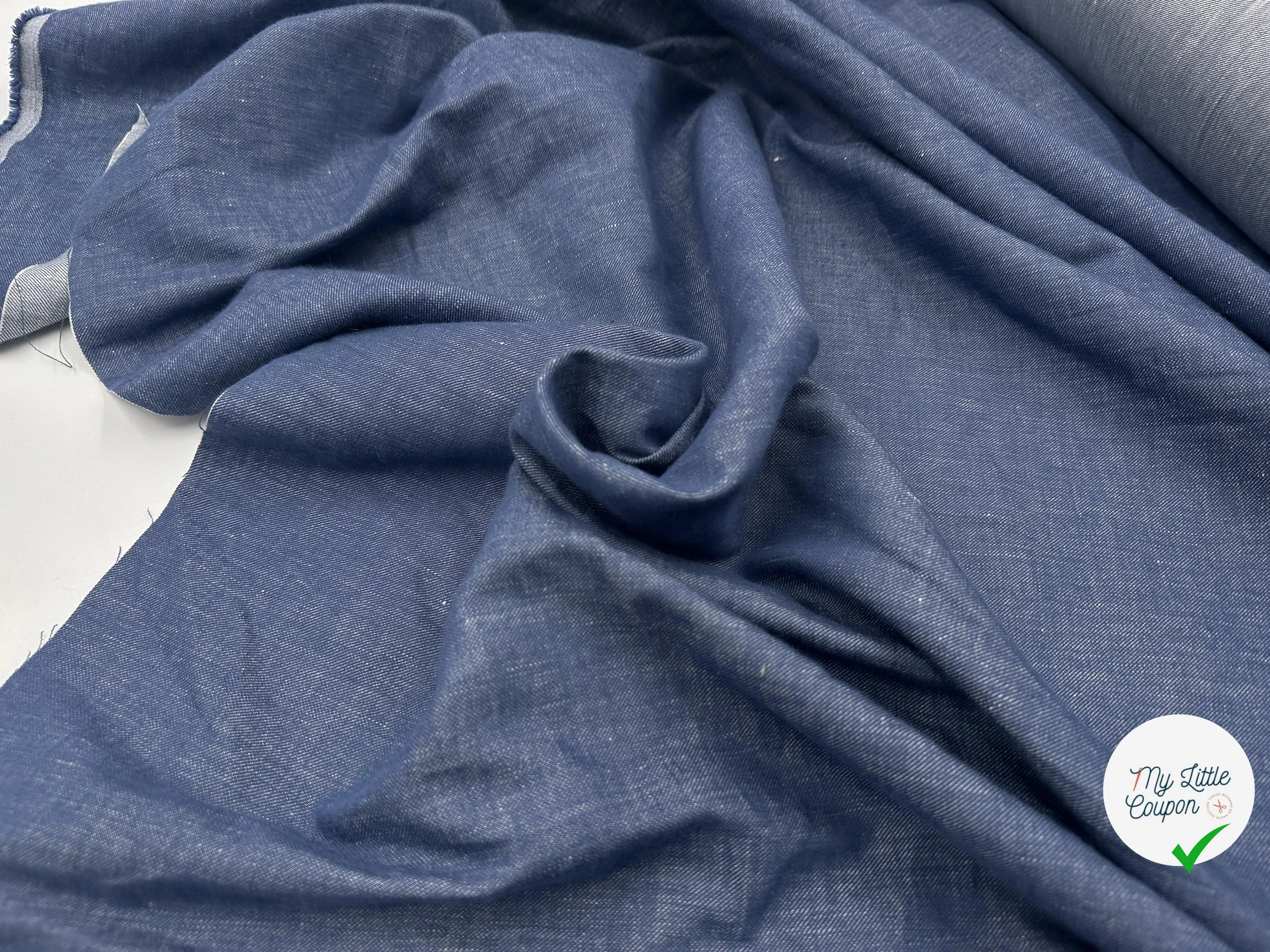 TOILE LIN COTON INDIGO FAÇON DE NIMES - My Little Coupon - tissu - coudre