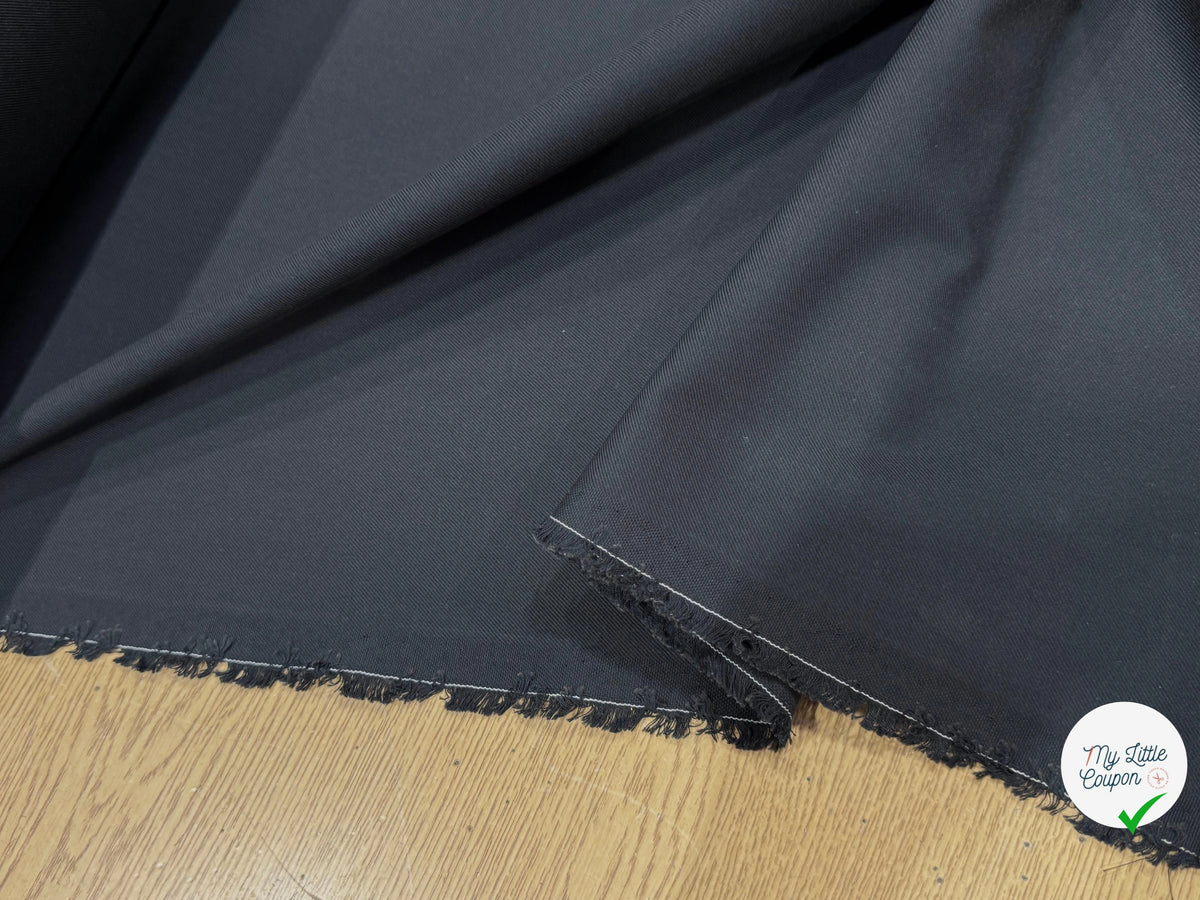 TOILE LOURDE SERGÉE NOIRE CRAQUELANTE 100% COTON - My Little Coupon