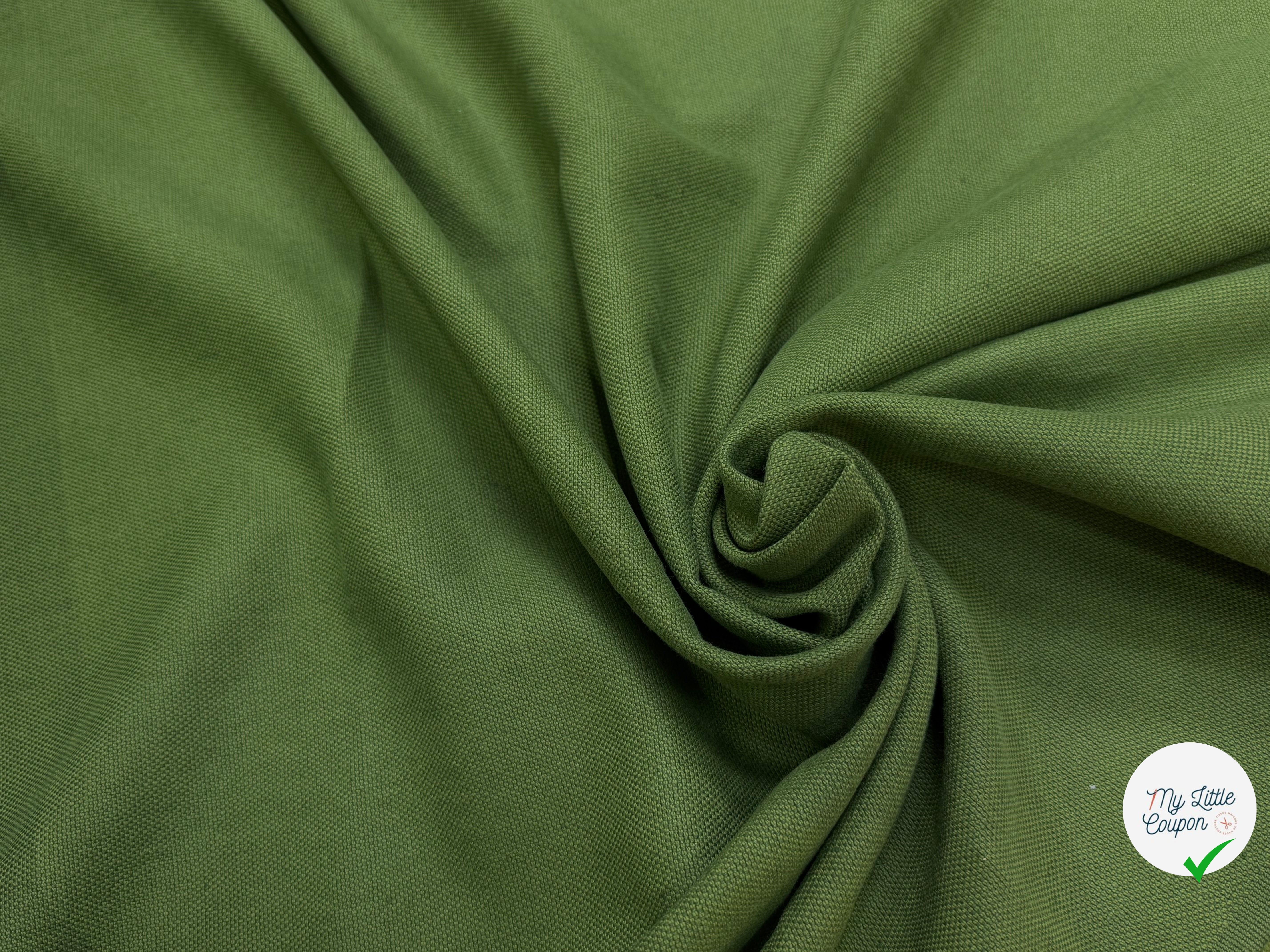 TOILE NATTÉE DE COTON LIN LOURDE VERT 56% COTON - My Little Coupon