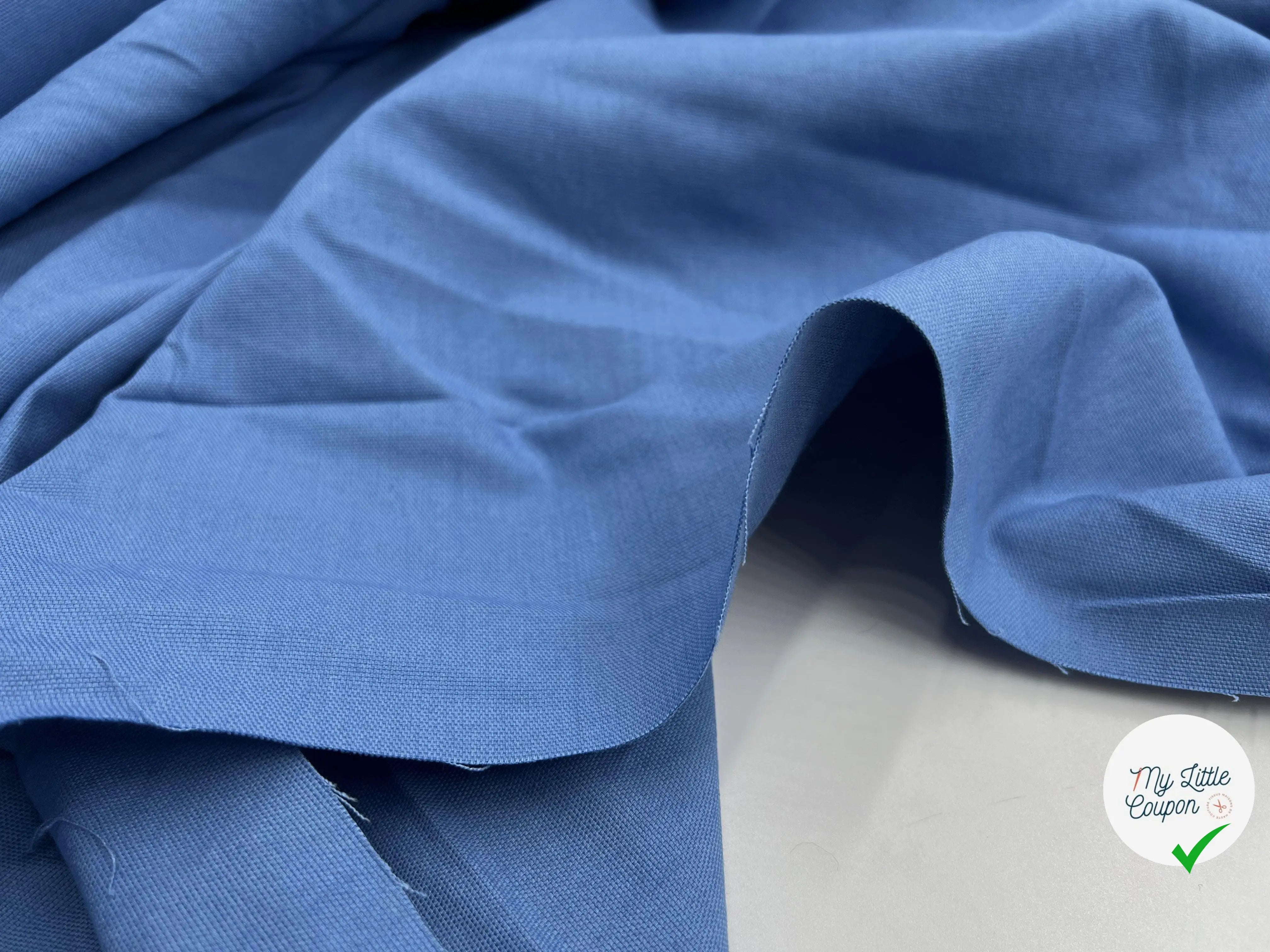 TOILE NATTĂE DE COTON STRETCH BLEU DE PRUSSE - My Little Coupon - tissu - coudre