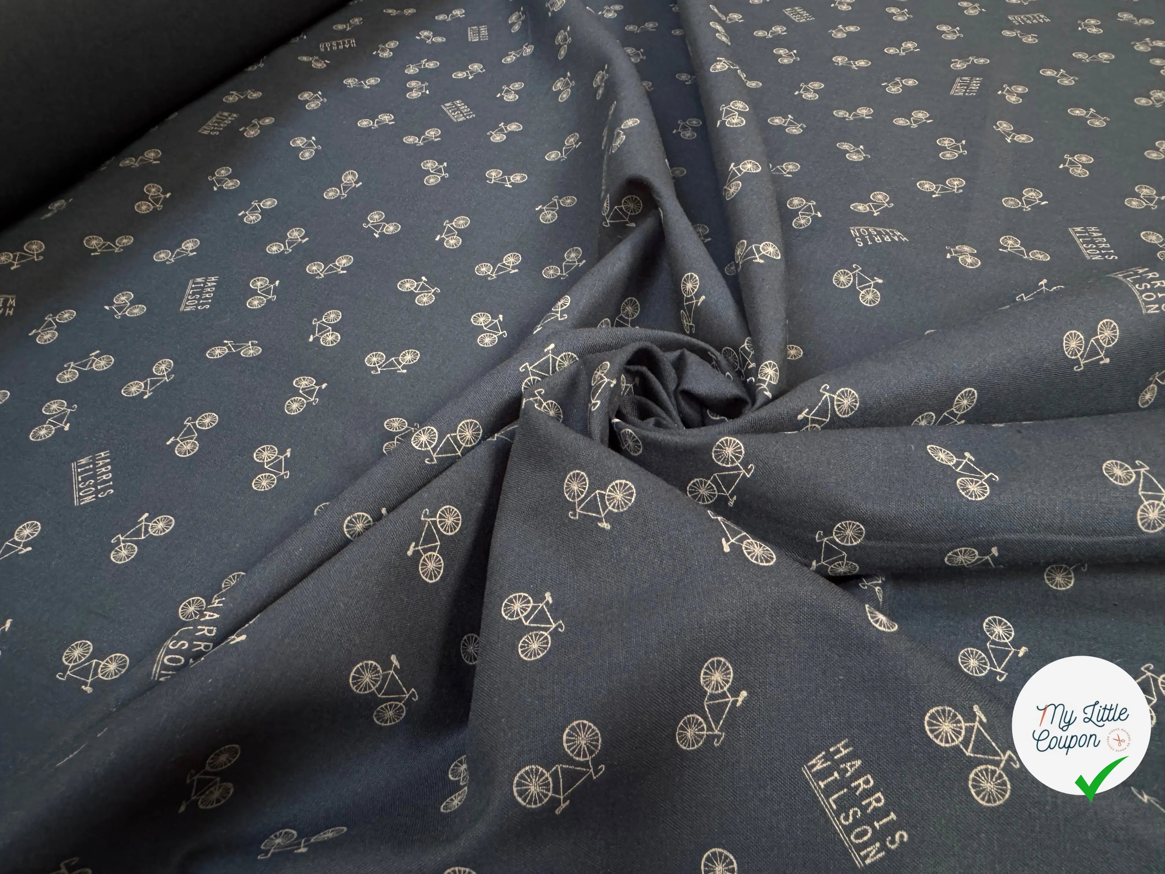 TOILE PANAMA COTON PETIT VÉLO NAVY - My Little Coupon