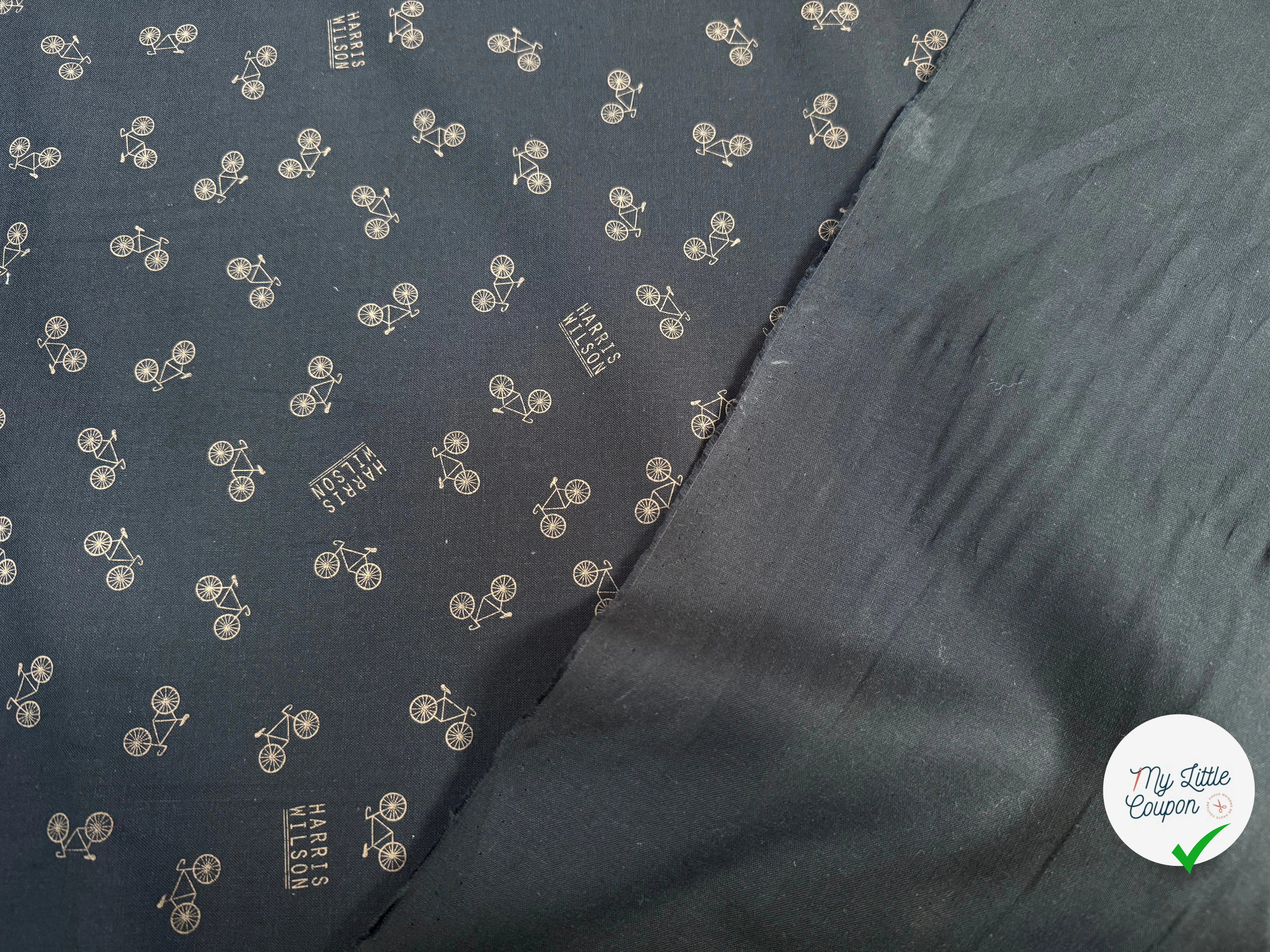 TOILE PANAMA COTON PETIT VÉLO NAVY - My Little Coupon