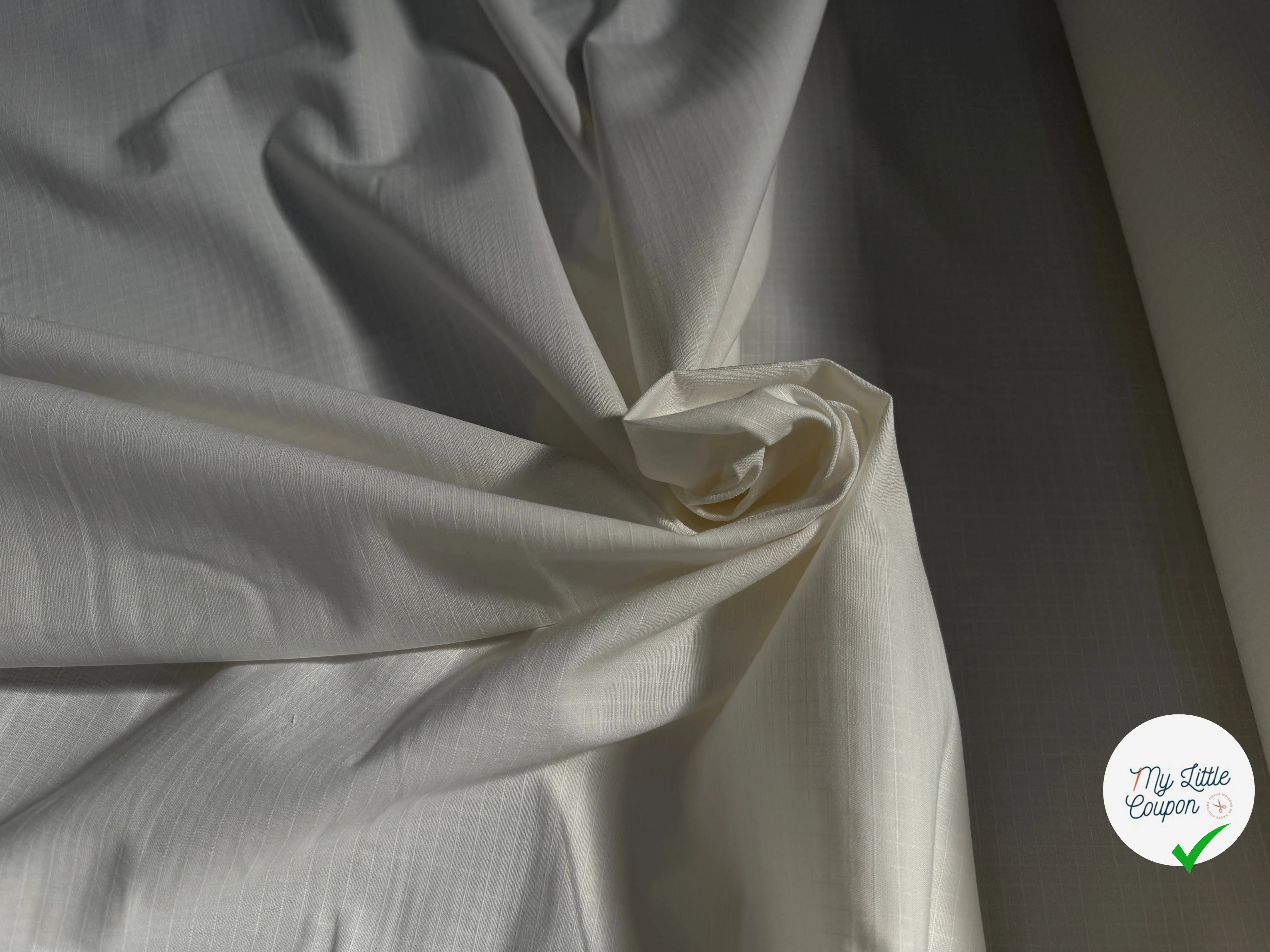 TOILE PARACHUTE BLANC QUADRILLEE 100% COTON - My Little Coupon