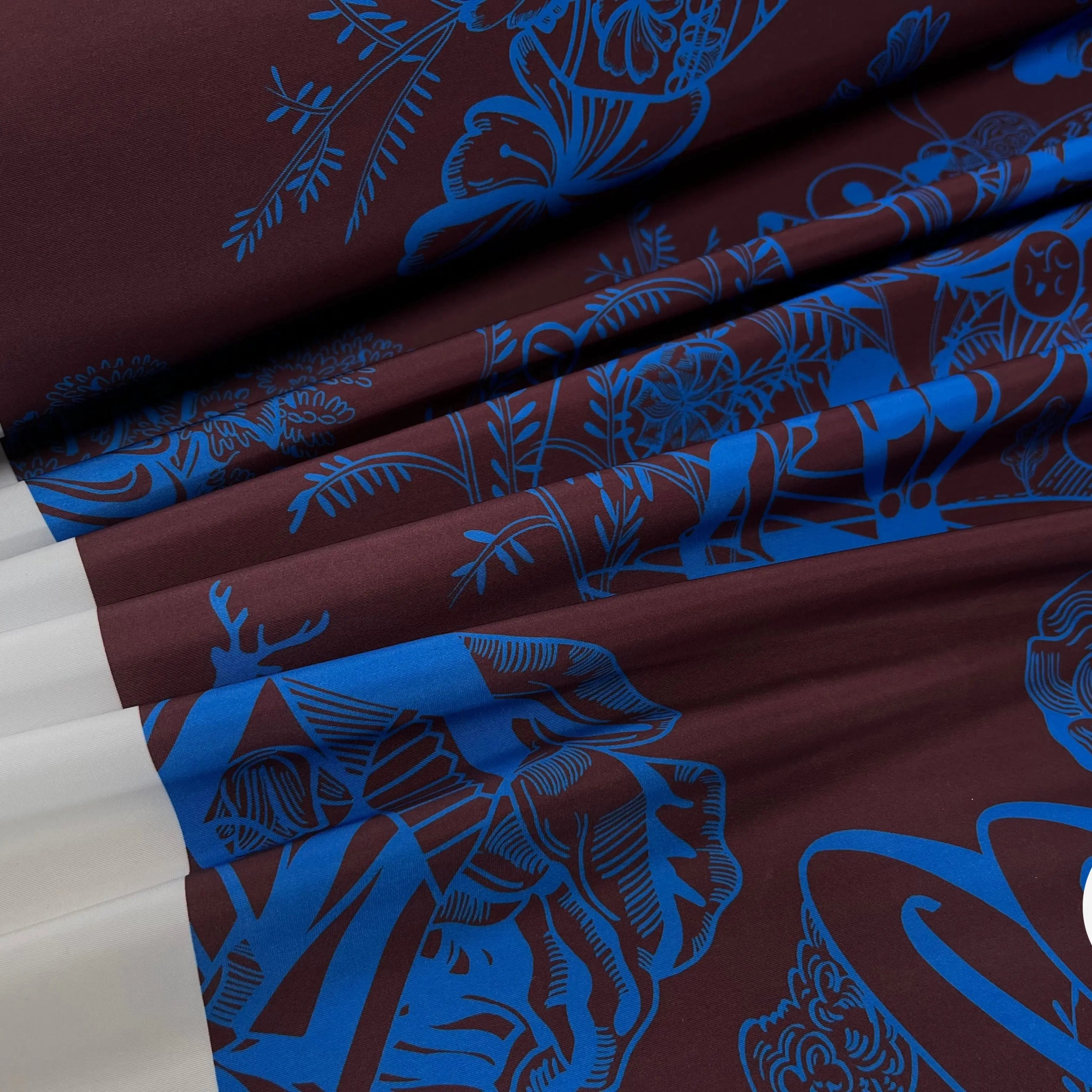 TOILE PARKA MOTIF CREATORE MARRON ET BLEU - My Little Coupon