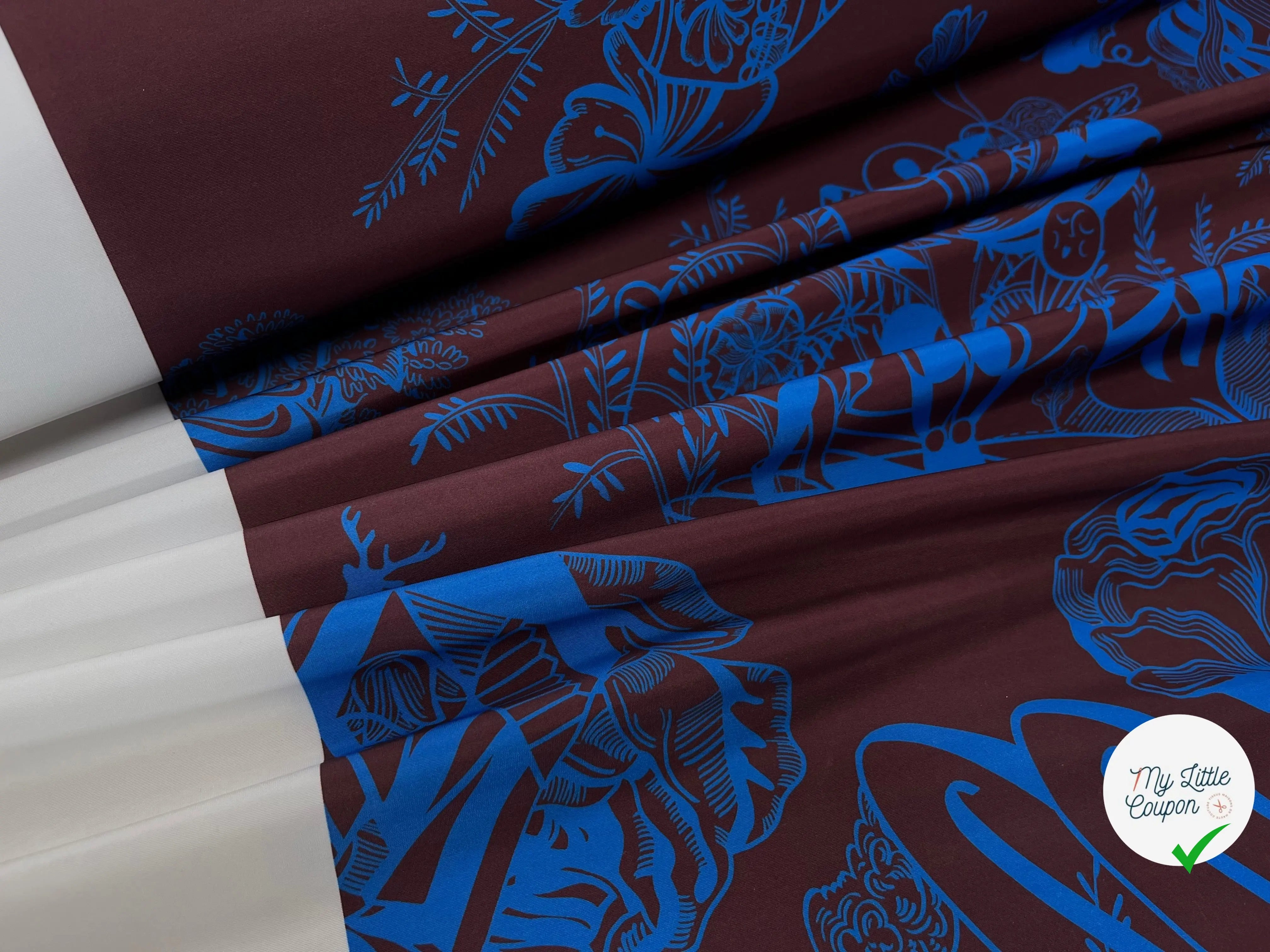 TOILE PARKA MOTIF CREATORE MARRON ET BLEU - My Little Coupon