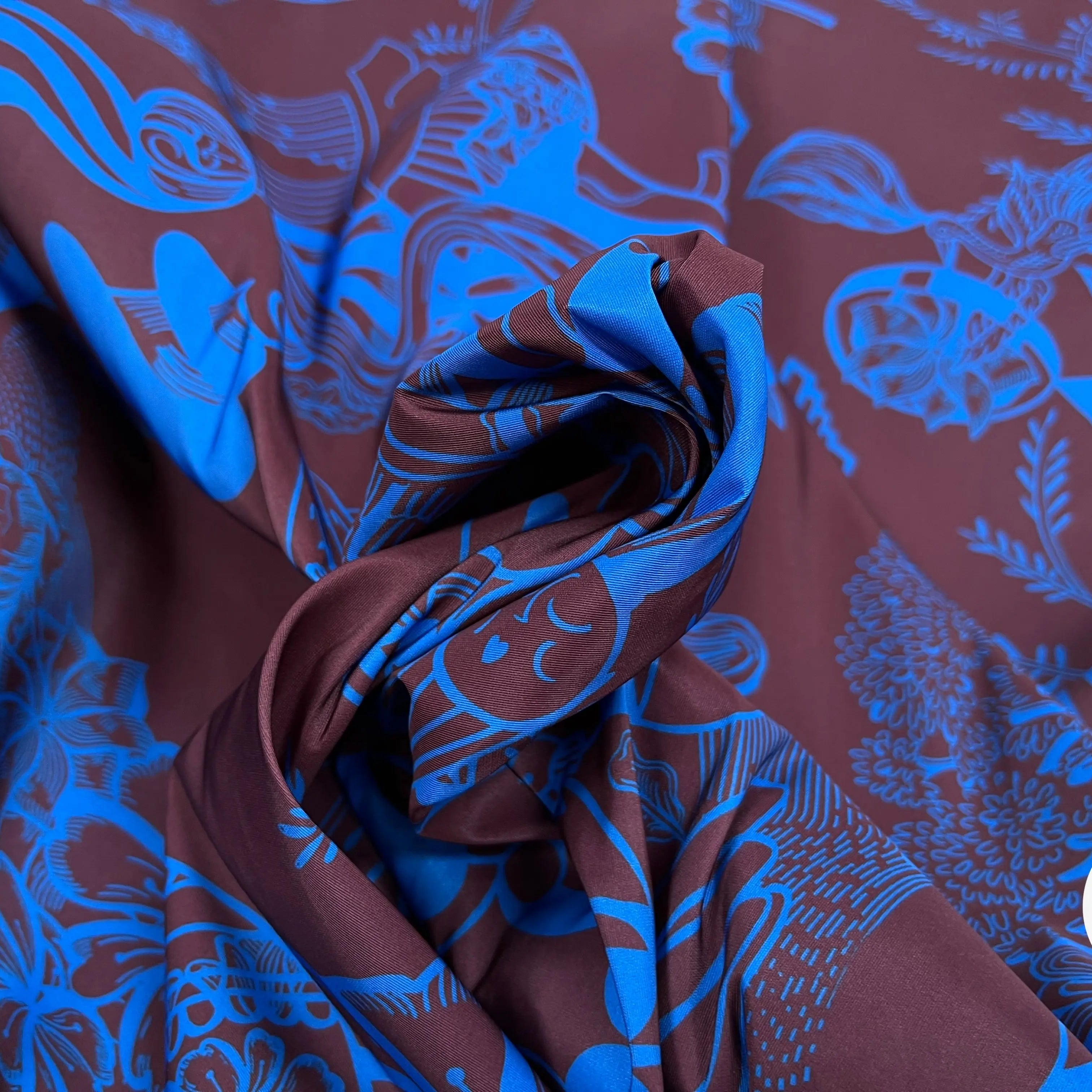 TOILE PARKA MOTIF CREATORE MARRON ET BLEU - My Little Coupon