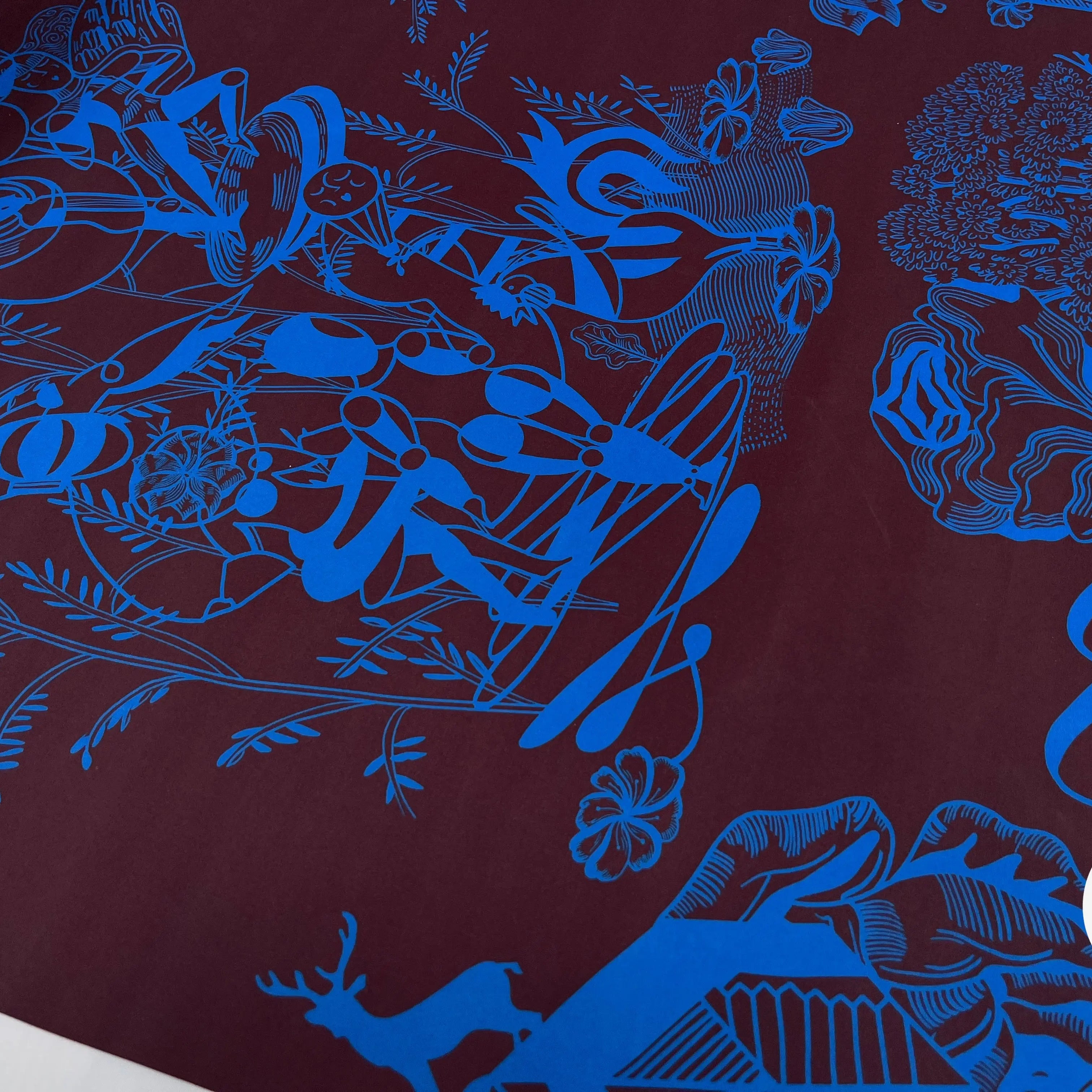 TOILE PARKA MOTIF CREATORE MARRON ET BLEU - My Little Coupon