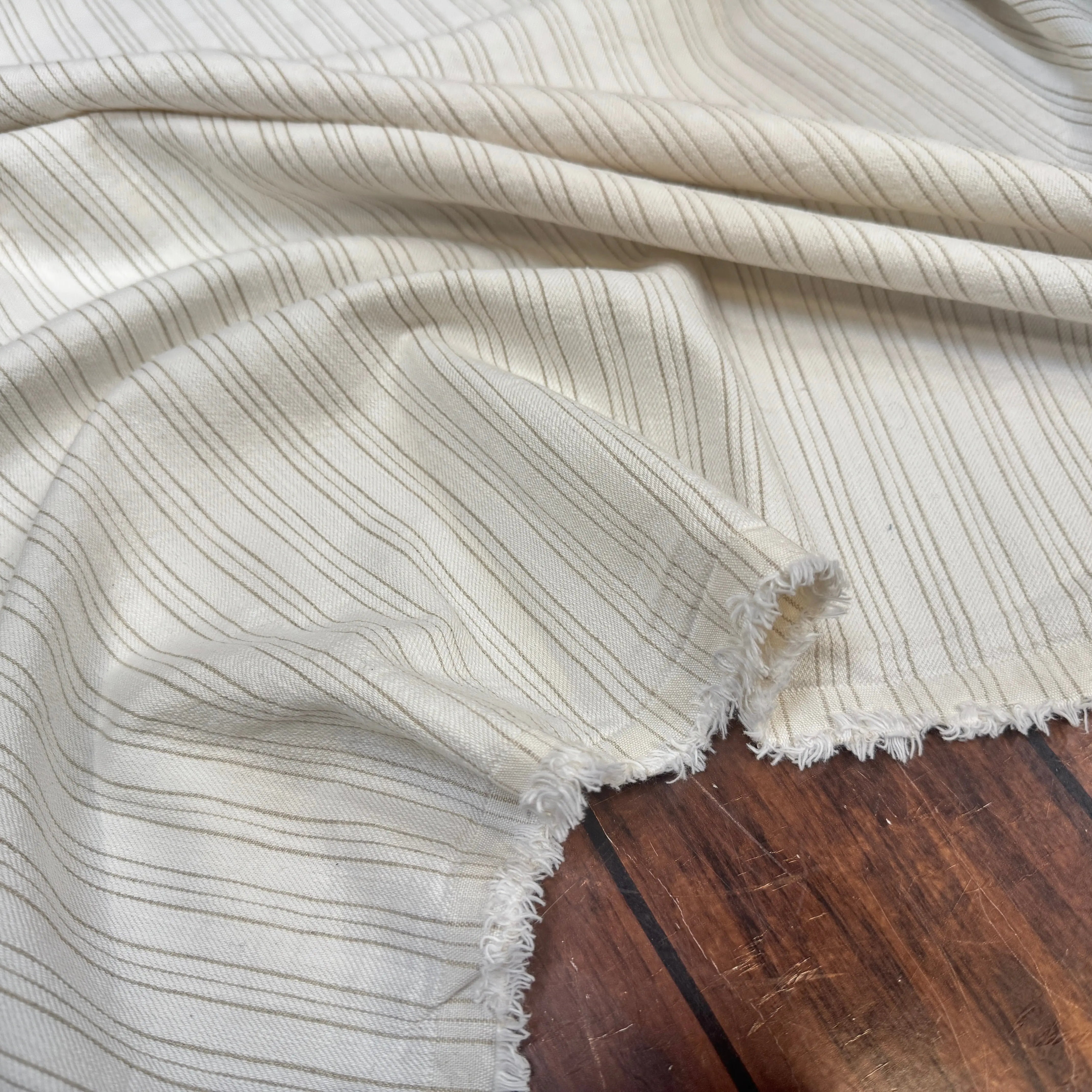 TOILE RAYÉE LIN COTON DRILL ÉCRU - My Little Coupon