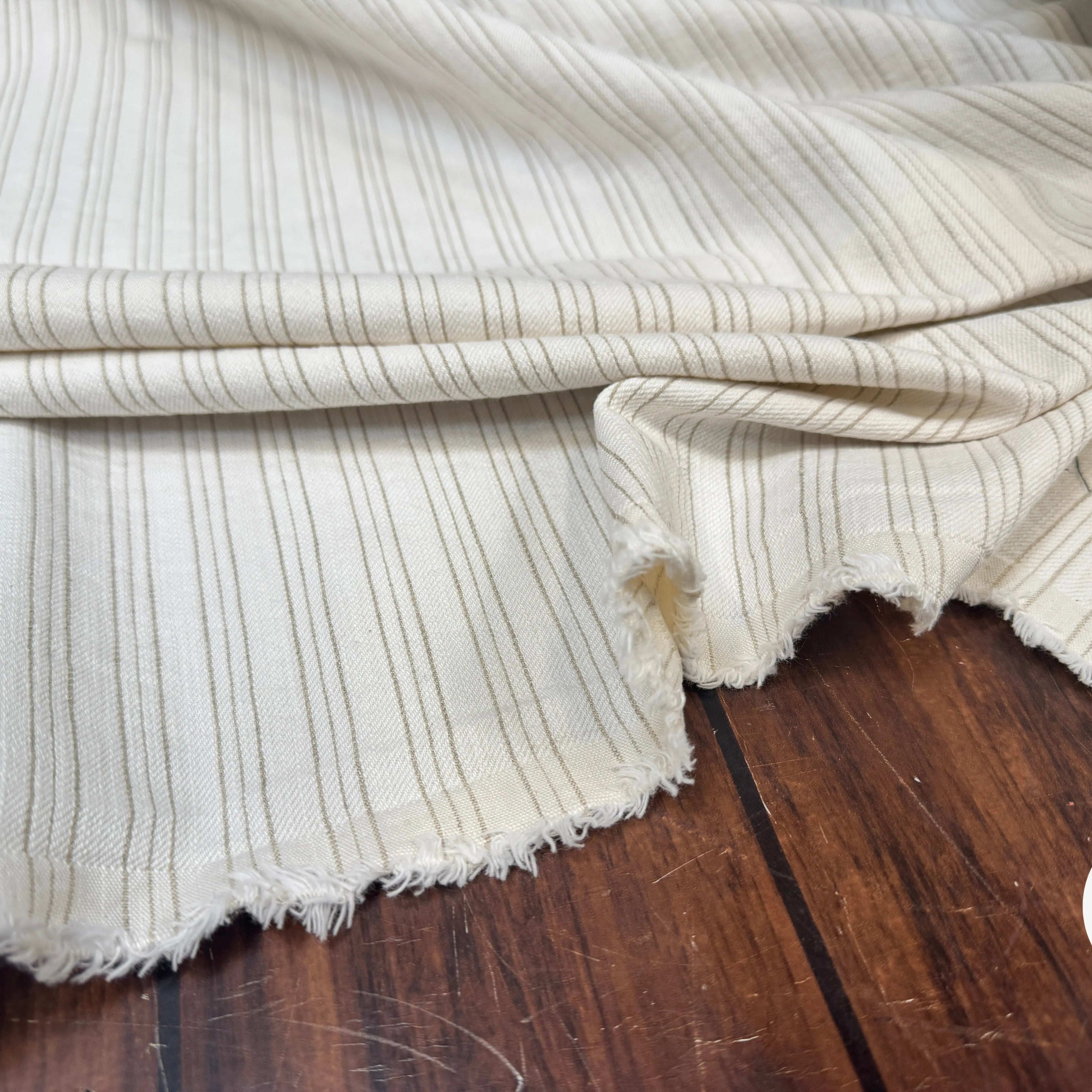 TOILE RAYÉE LIN COTON DRILL ÉCRU - My Little Coupon