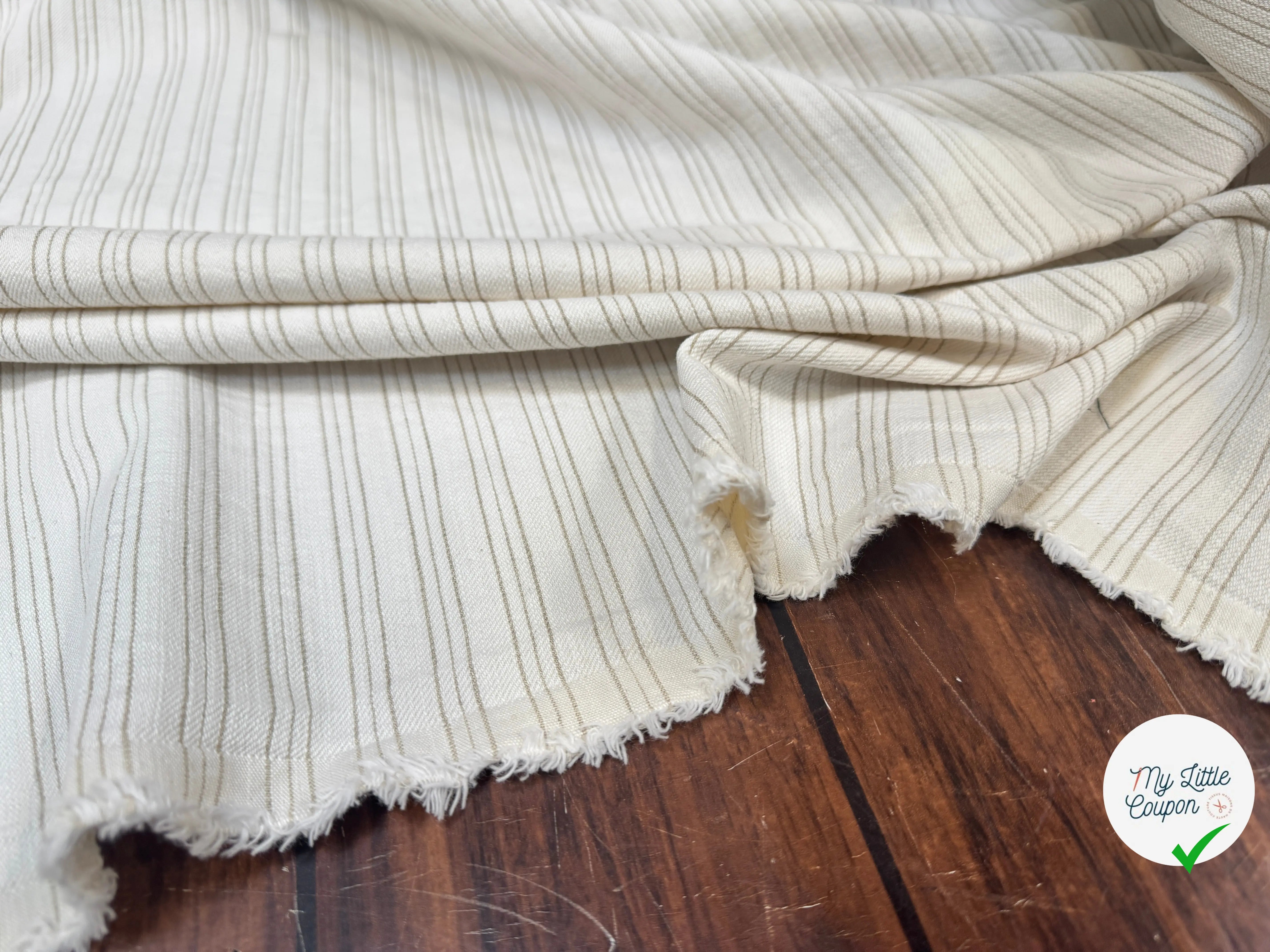 TOILE RAYÉE LIN COTON DRILL ÉCRU - My Little Coupon