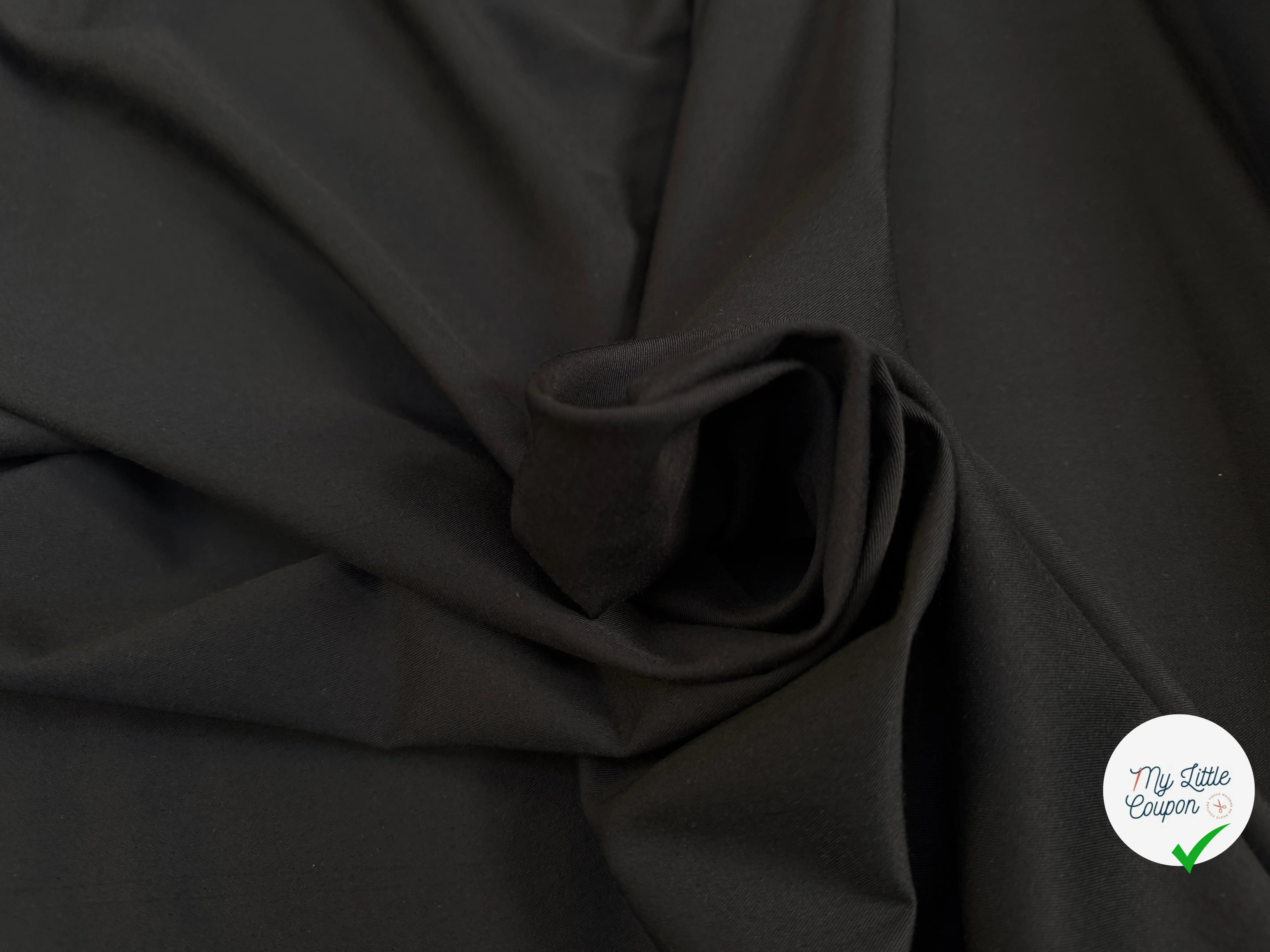 TOILE STRETCH VISCOSE LYOCELL FINEMENT SERGÉ FOLGAROLAS NOIR - My Little Coupon