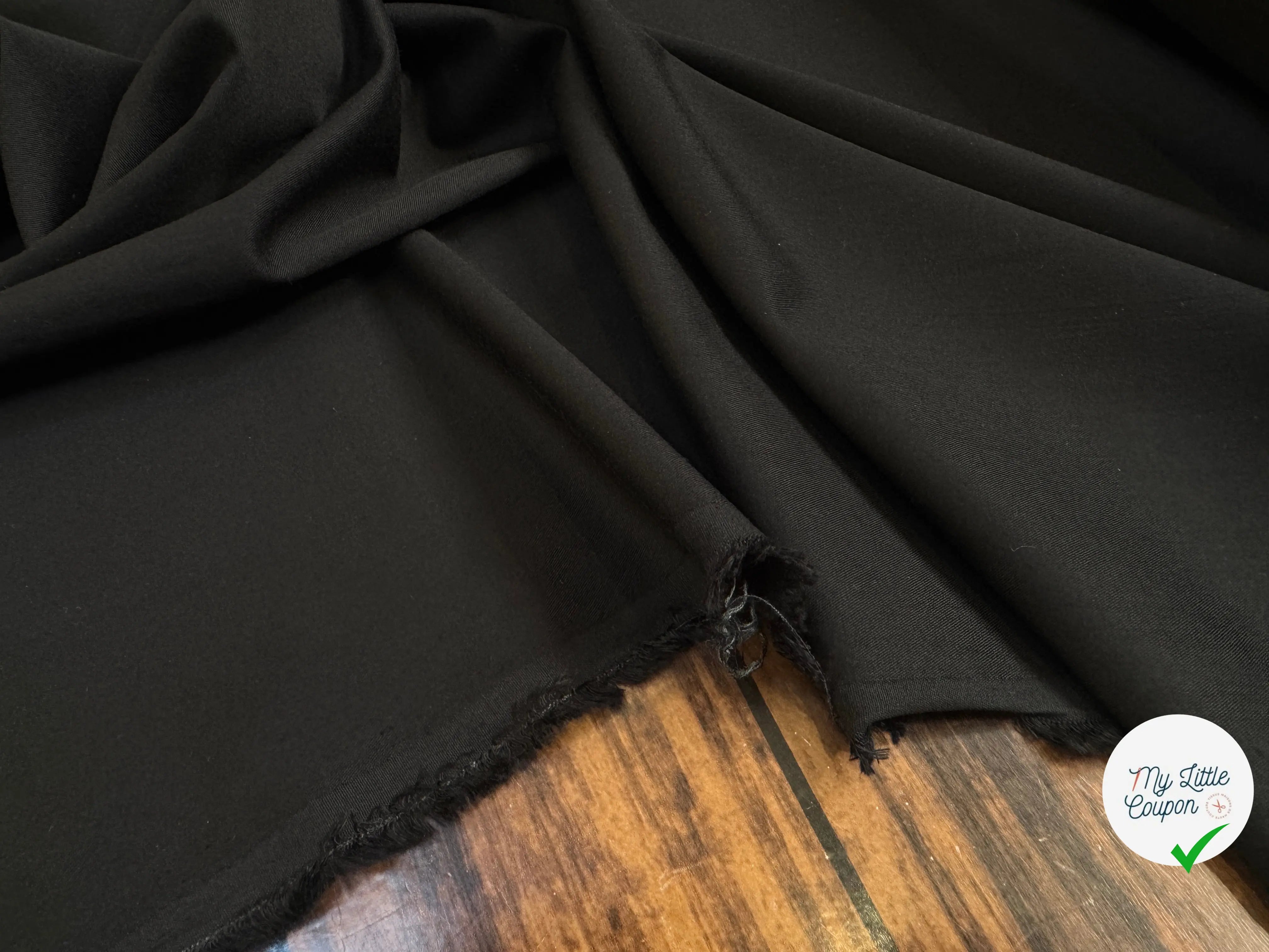 TOILE STRETCH VISCOSE LYOCELL FINEMENT SERGÉ FOLGAROLAS NOIR - My Little Coupon