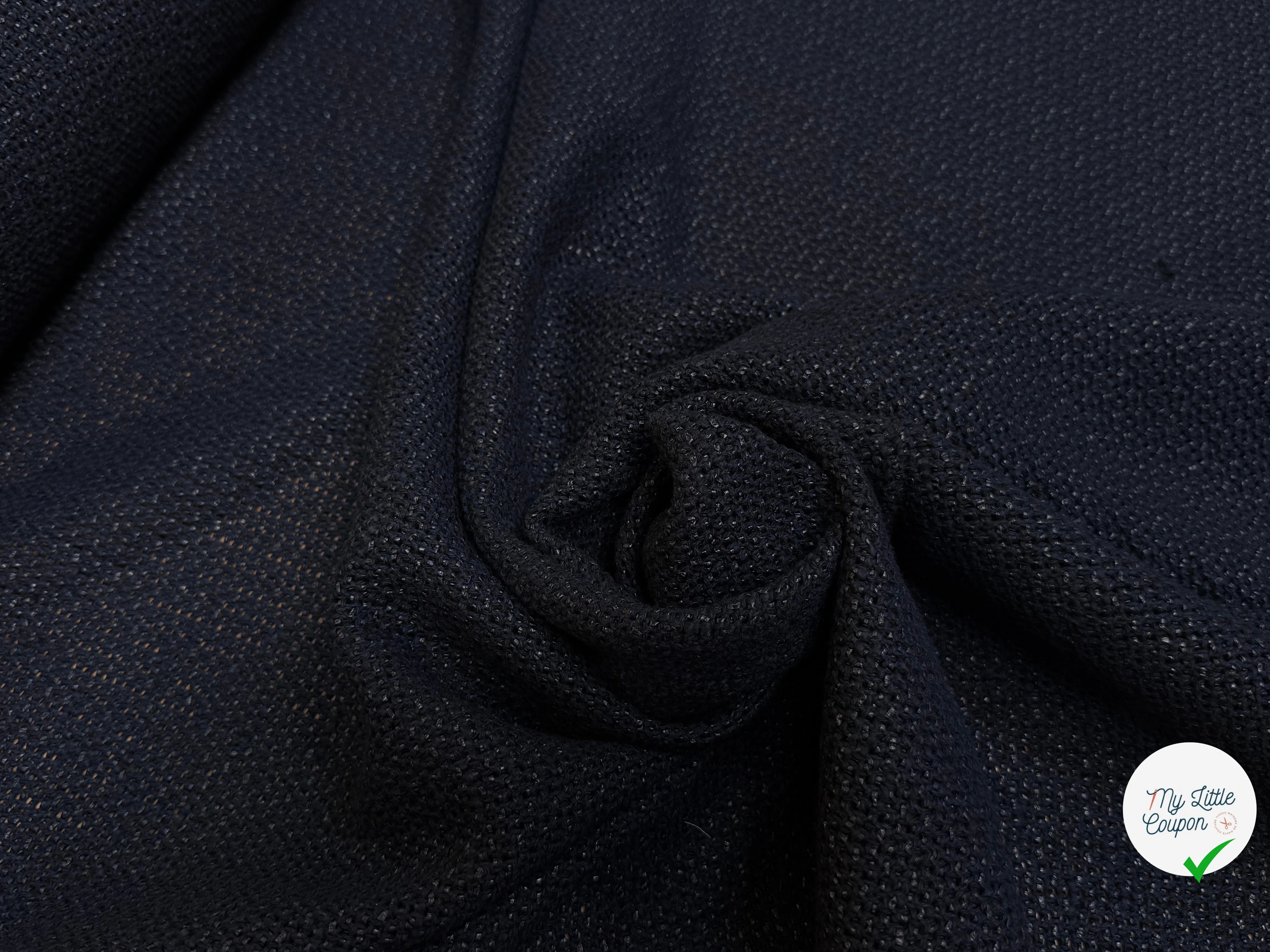 TOILE TRICOTÉE LÉGÈREMENT STRETCH NAVY 85% COTON - My Little Coupon