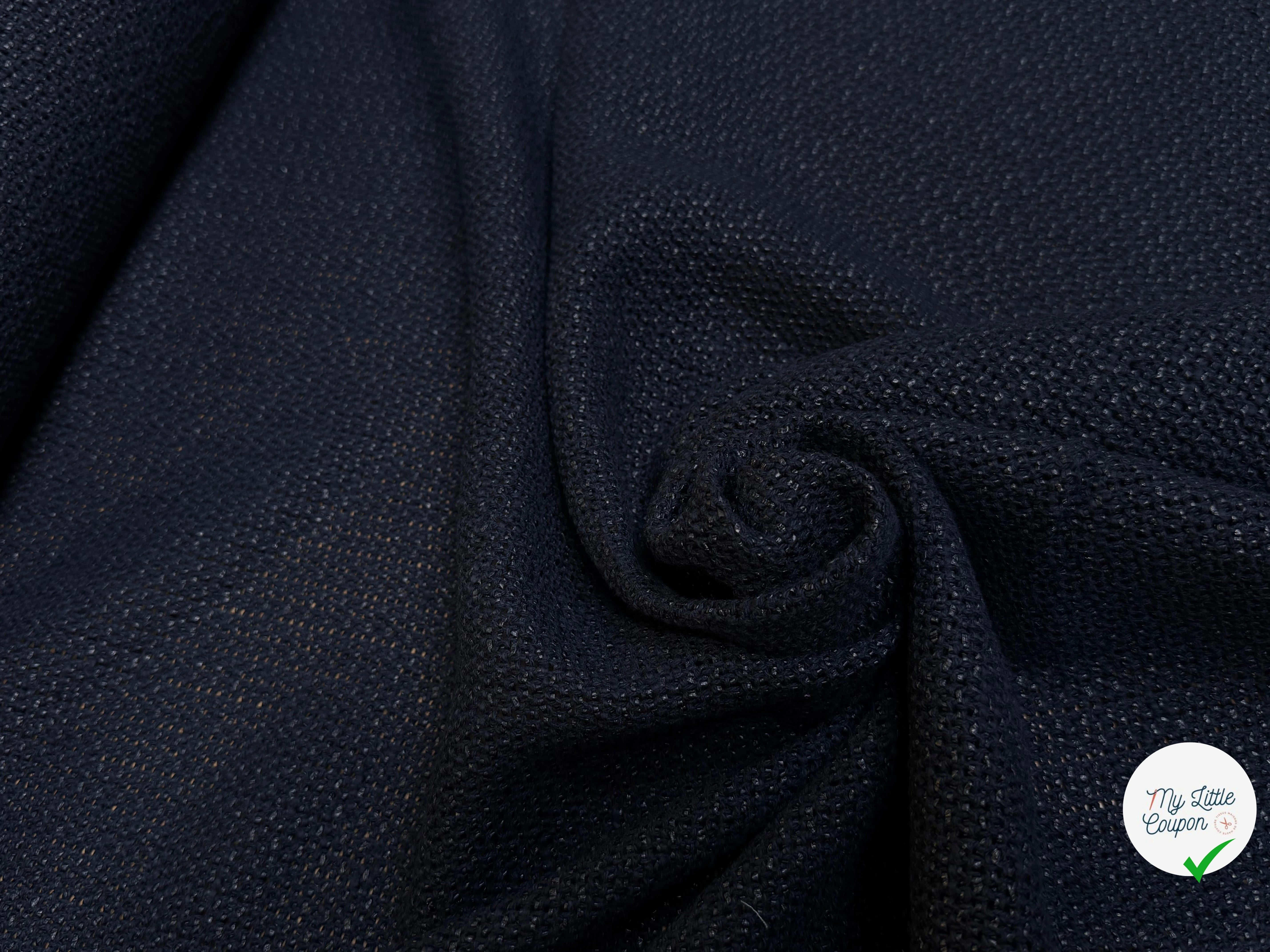 TOILE TRICOTÉE LÉGÈREMENT STRETCH NAVY 85% COTON - My Little Coupon