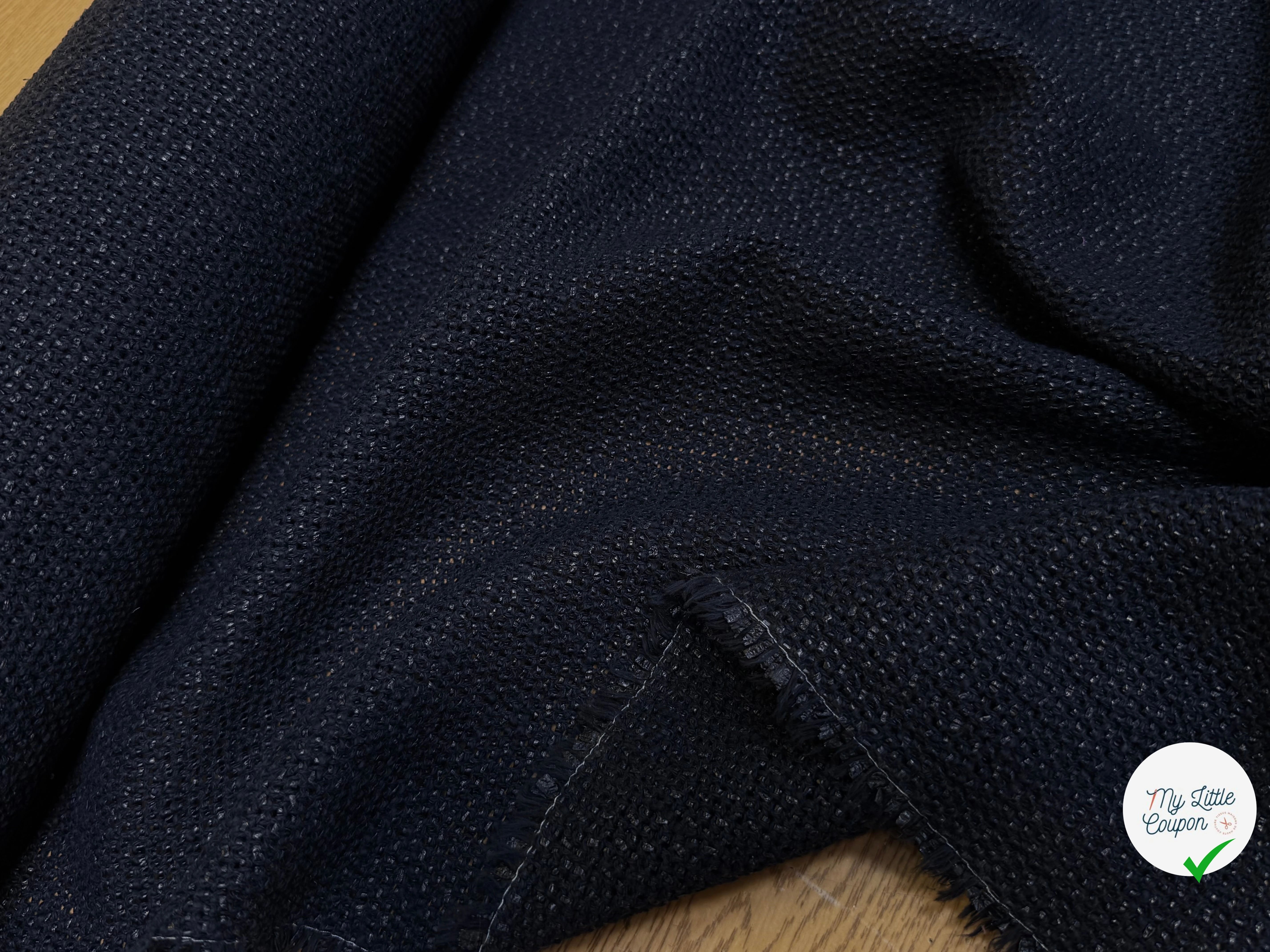 TOILE TRICOTÉE LÉGÈREMENT STRETCH NAVY 85% COTON - My Little Coupon
