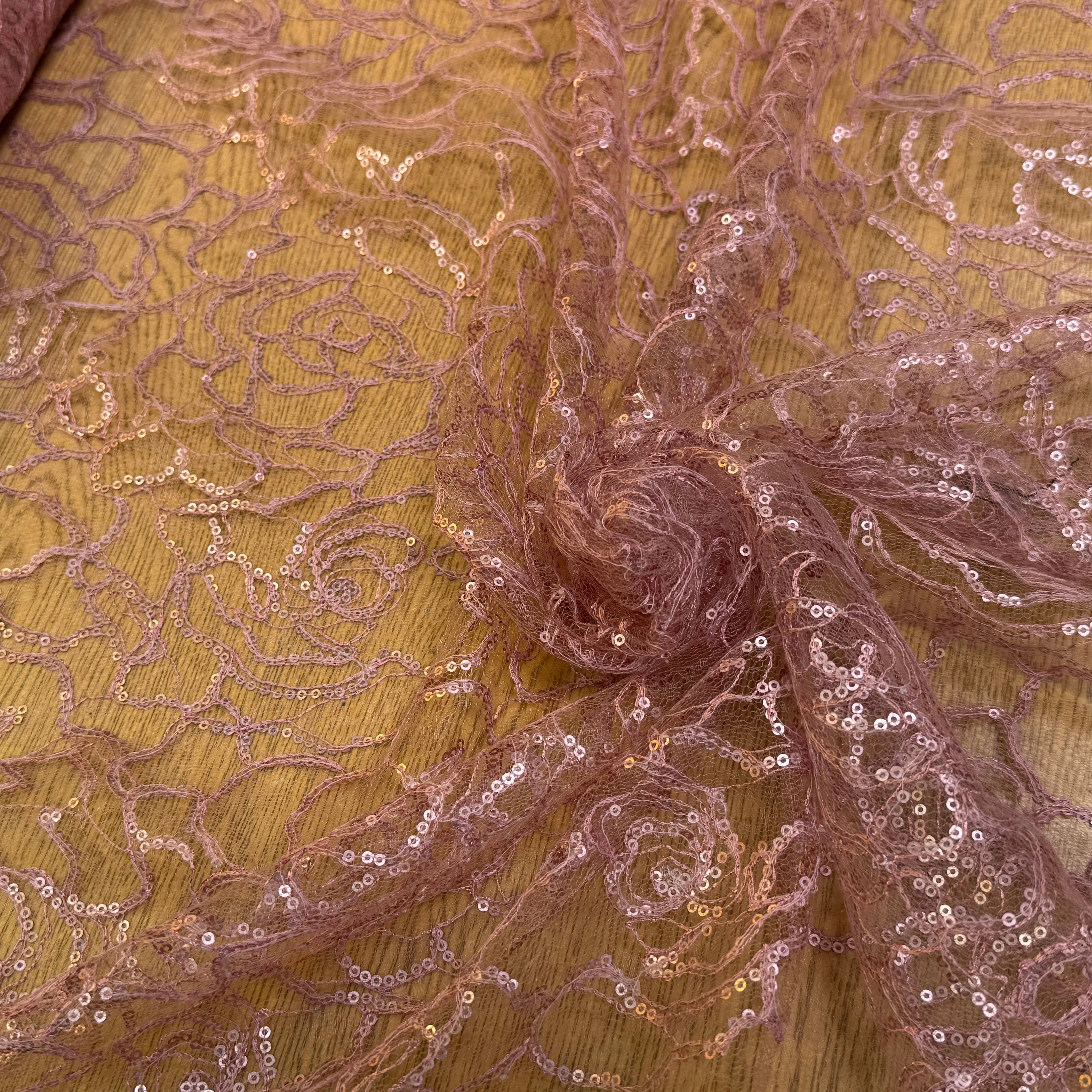 TULLE SÉQUIN VIEUX ROSE - My Little Coupon