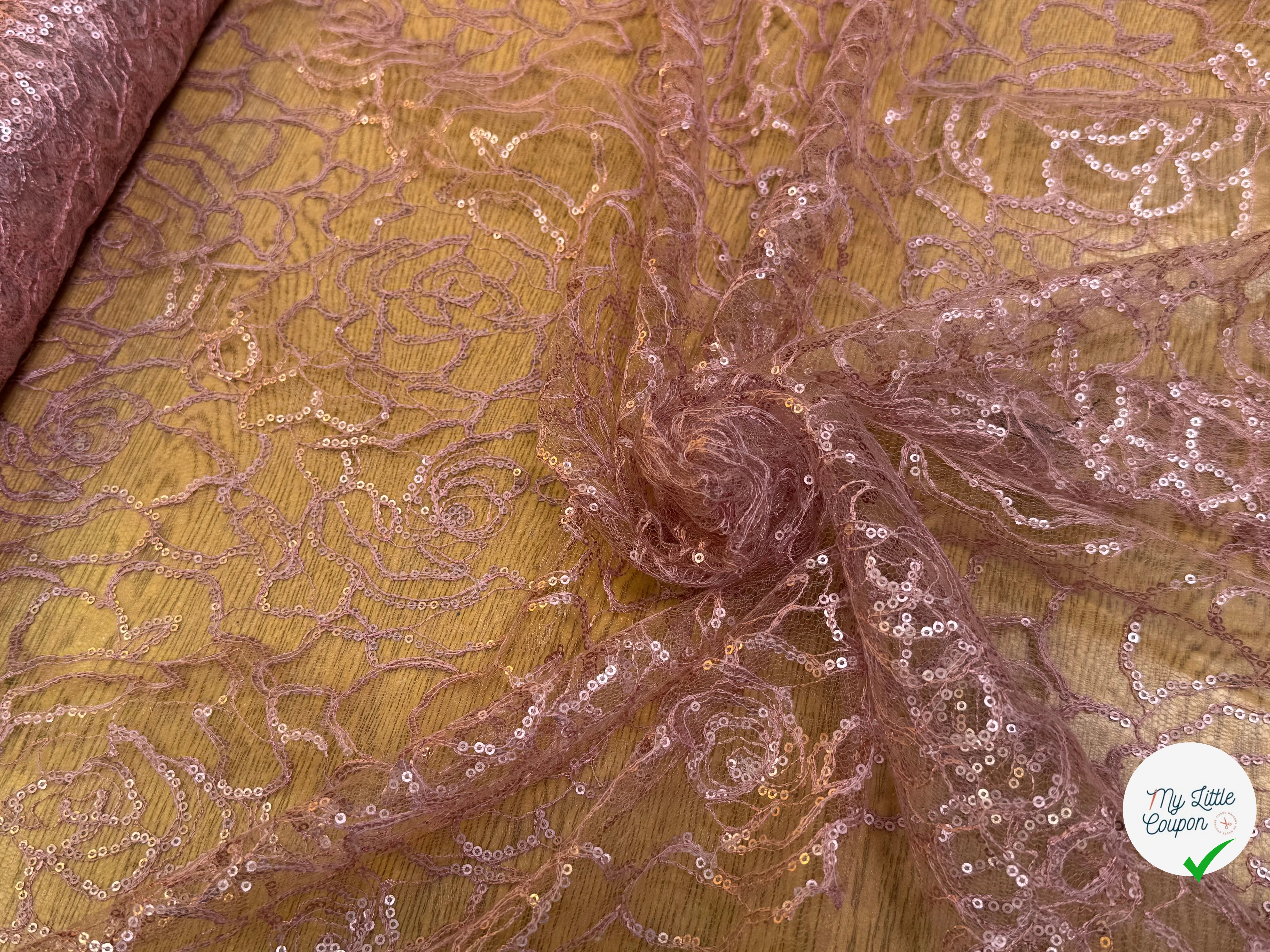 TULLE SÉQUIN VIEUX ROSE - My Little Coupon