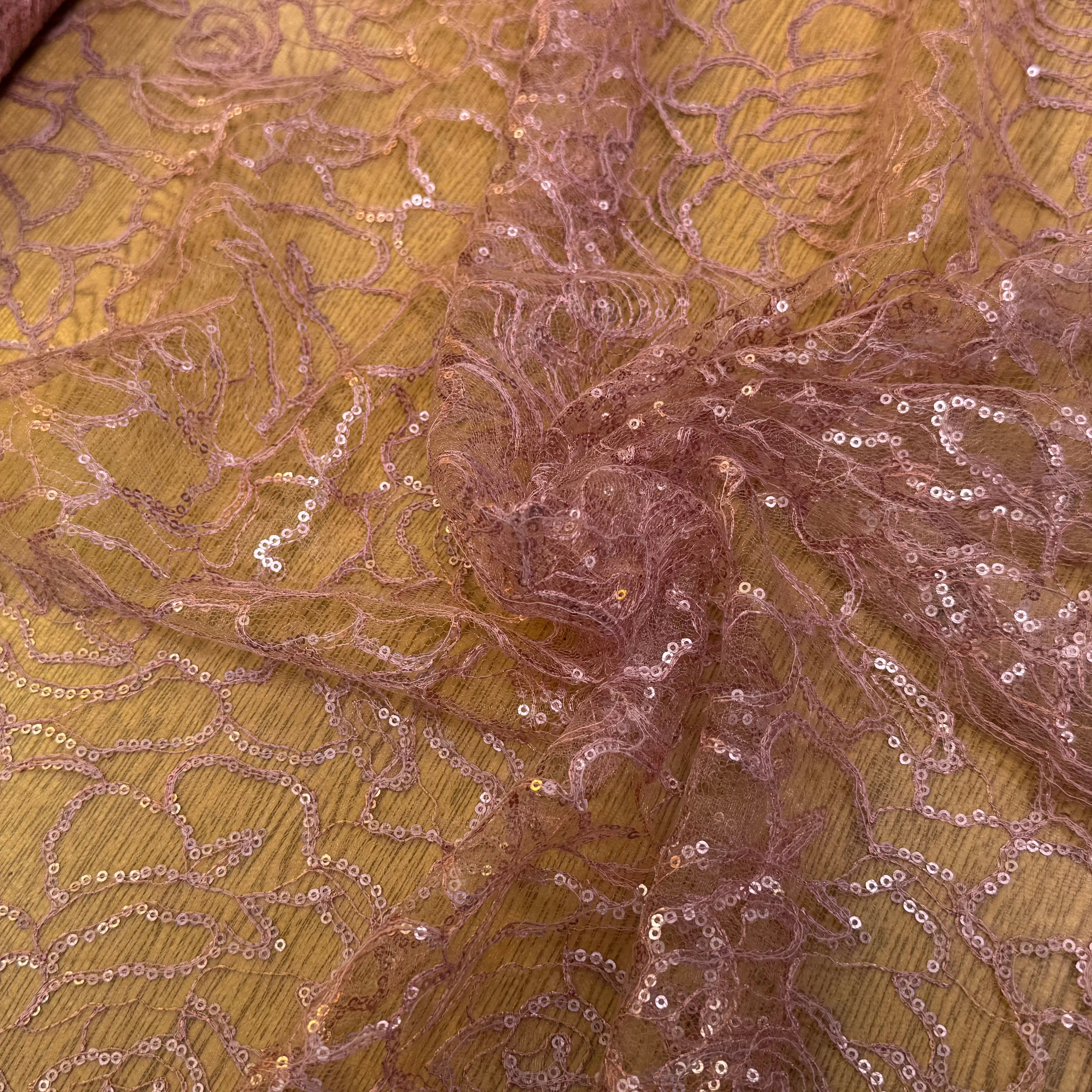 TULLE SÉQUIN VIEUX ROSE - My Little Coupon