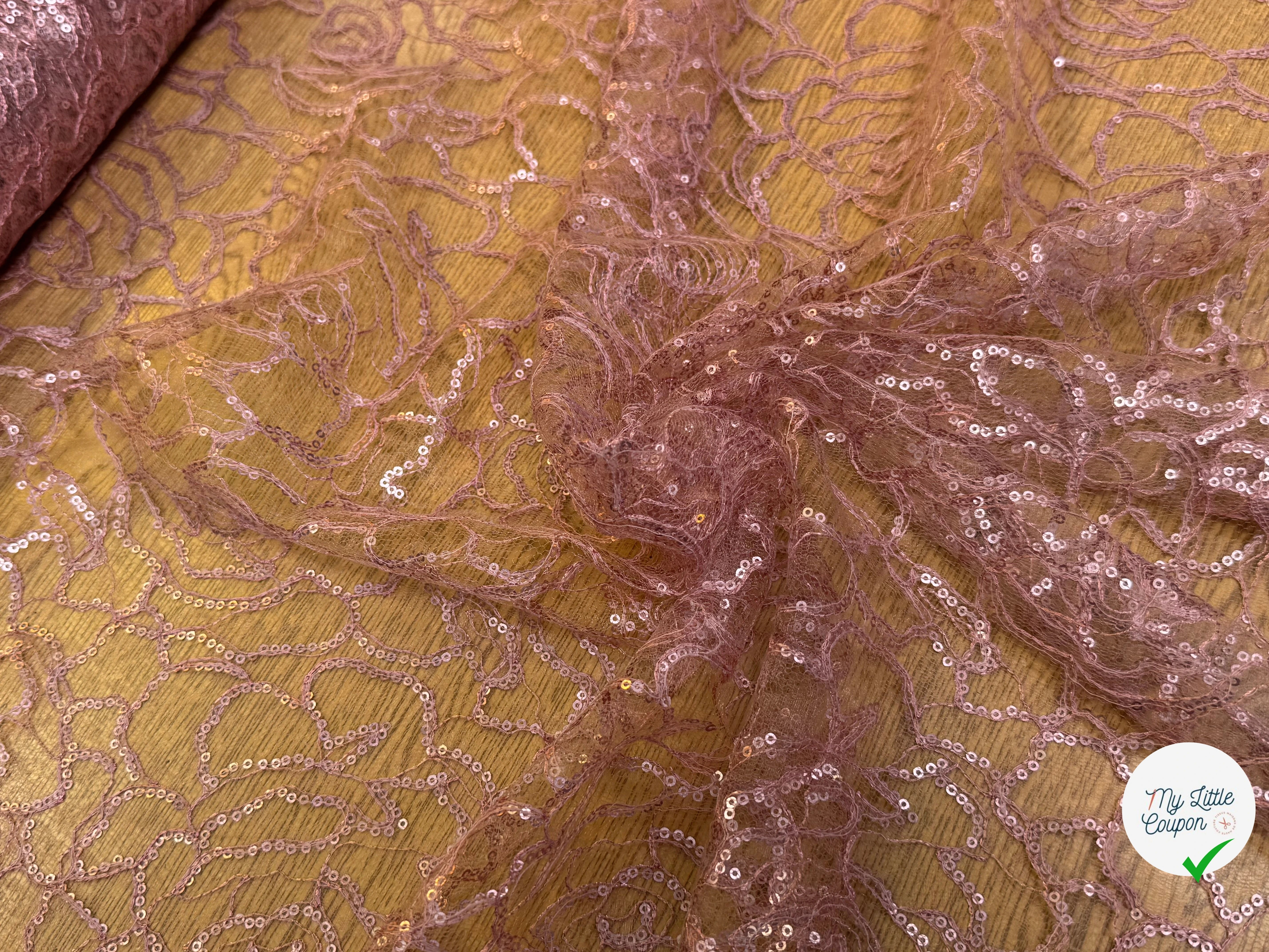 TULLE SÉQUIN VIEUX ROSE - My Little Coupon